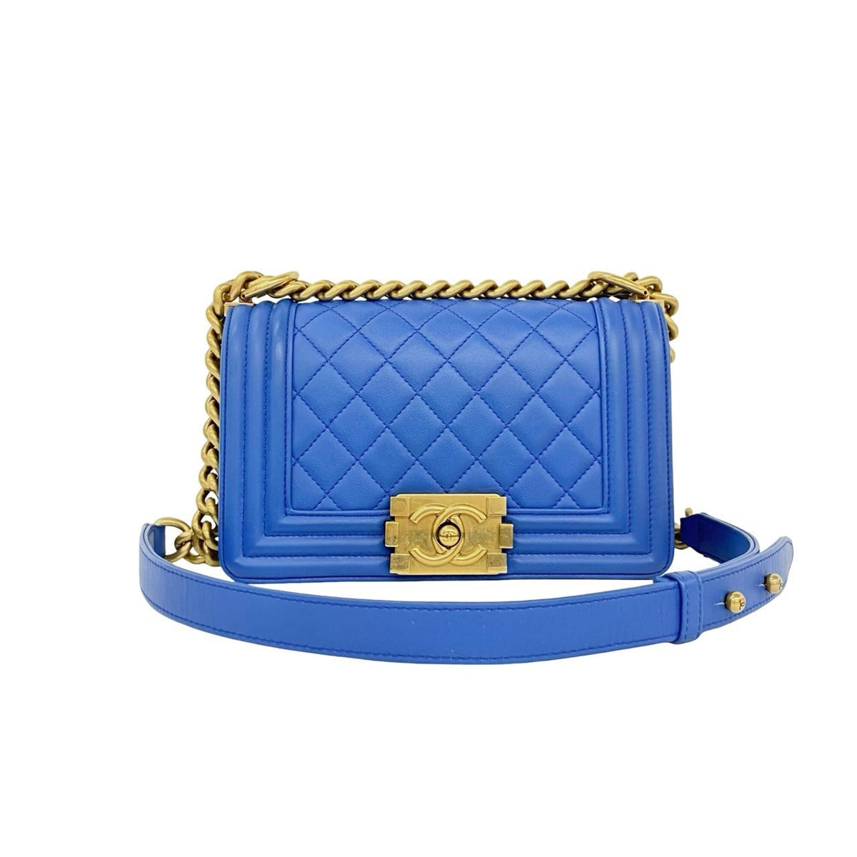 Chanel Blue Leather Shoulder Bag (Pre-Owned)