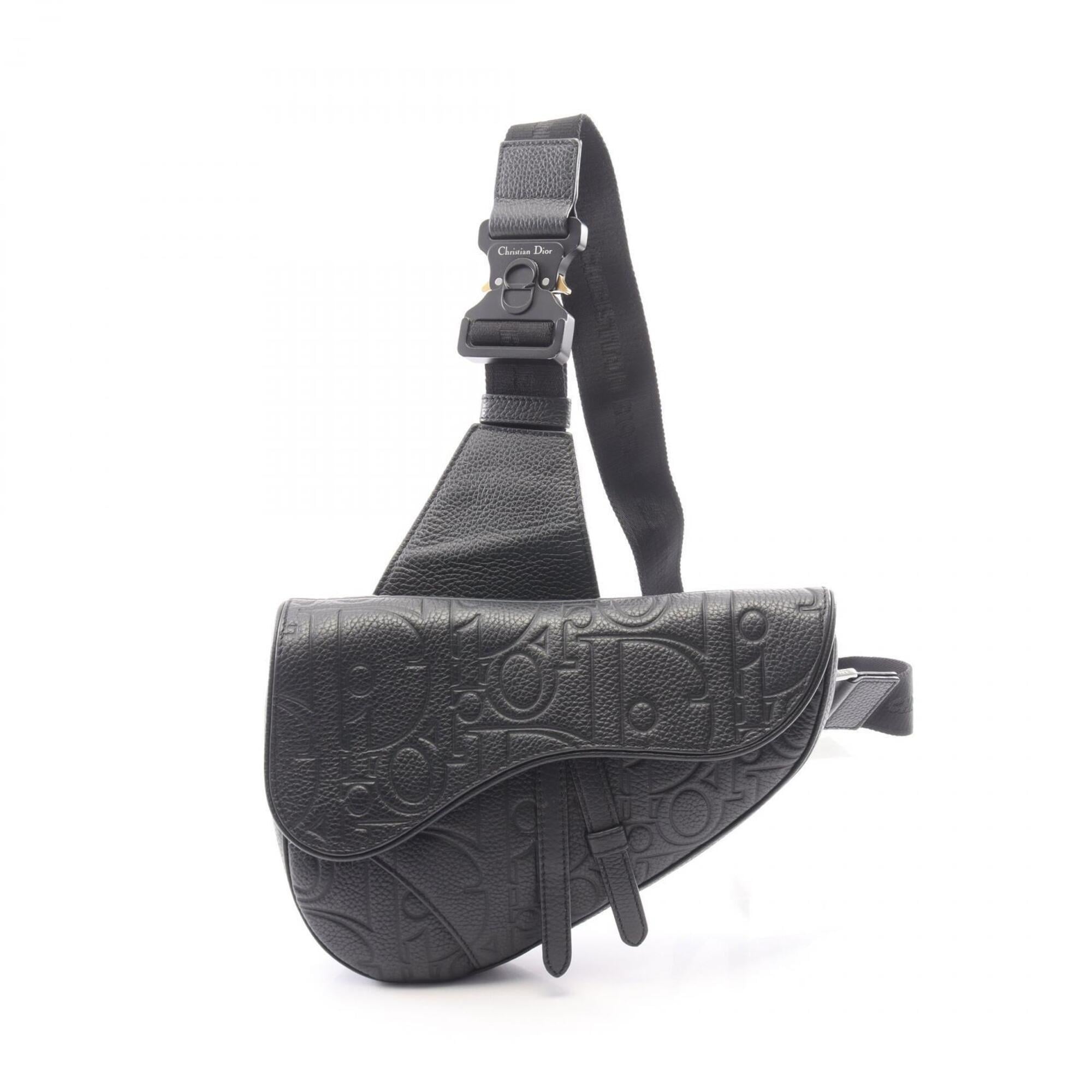 Christian Dior Black Leather Fanny Pack Handbag (Pre-Owned)