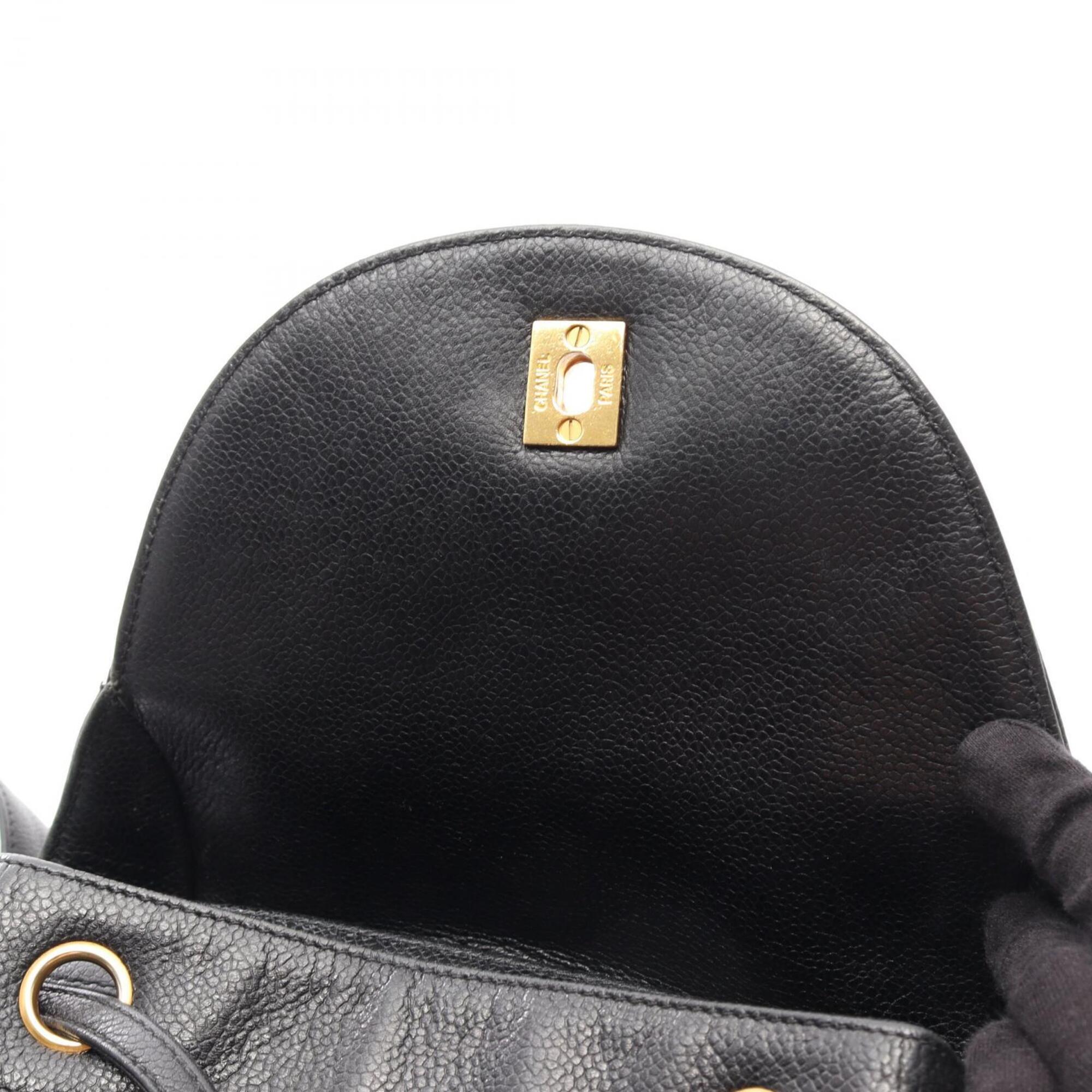 Chanel Black Grained Calfskin Backpack Handbag (Pre-Owned)
