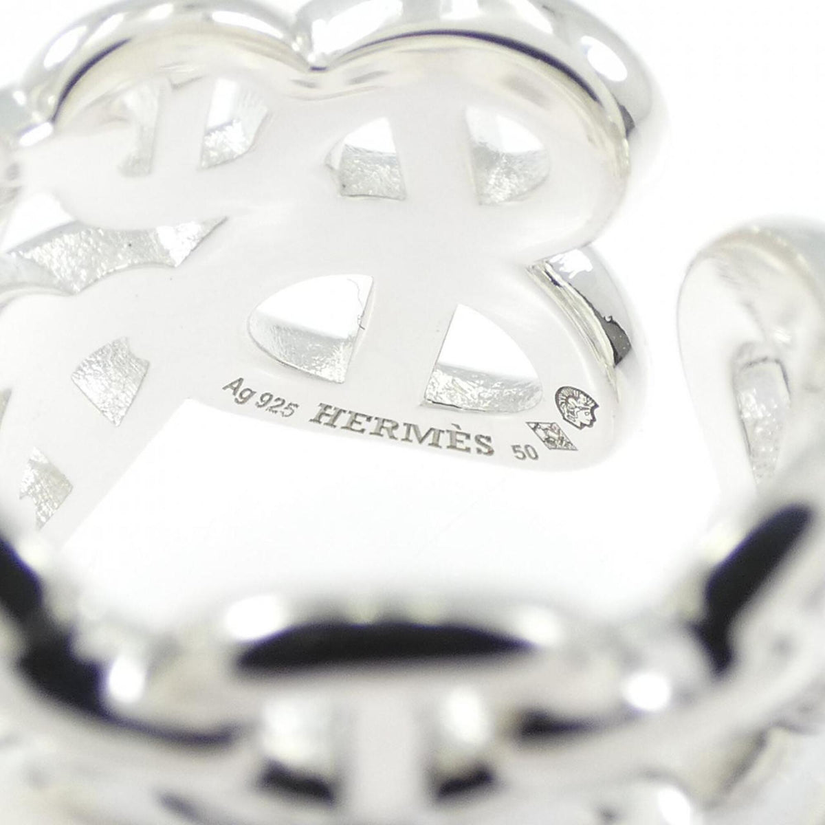 Hermes Silver 925 Band Ring (Pre-Owned)