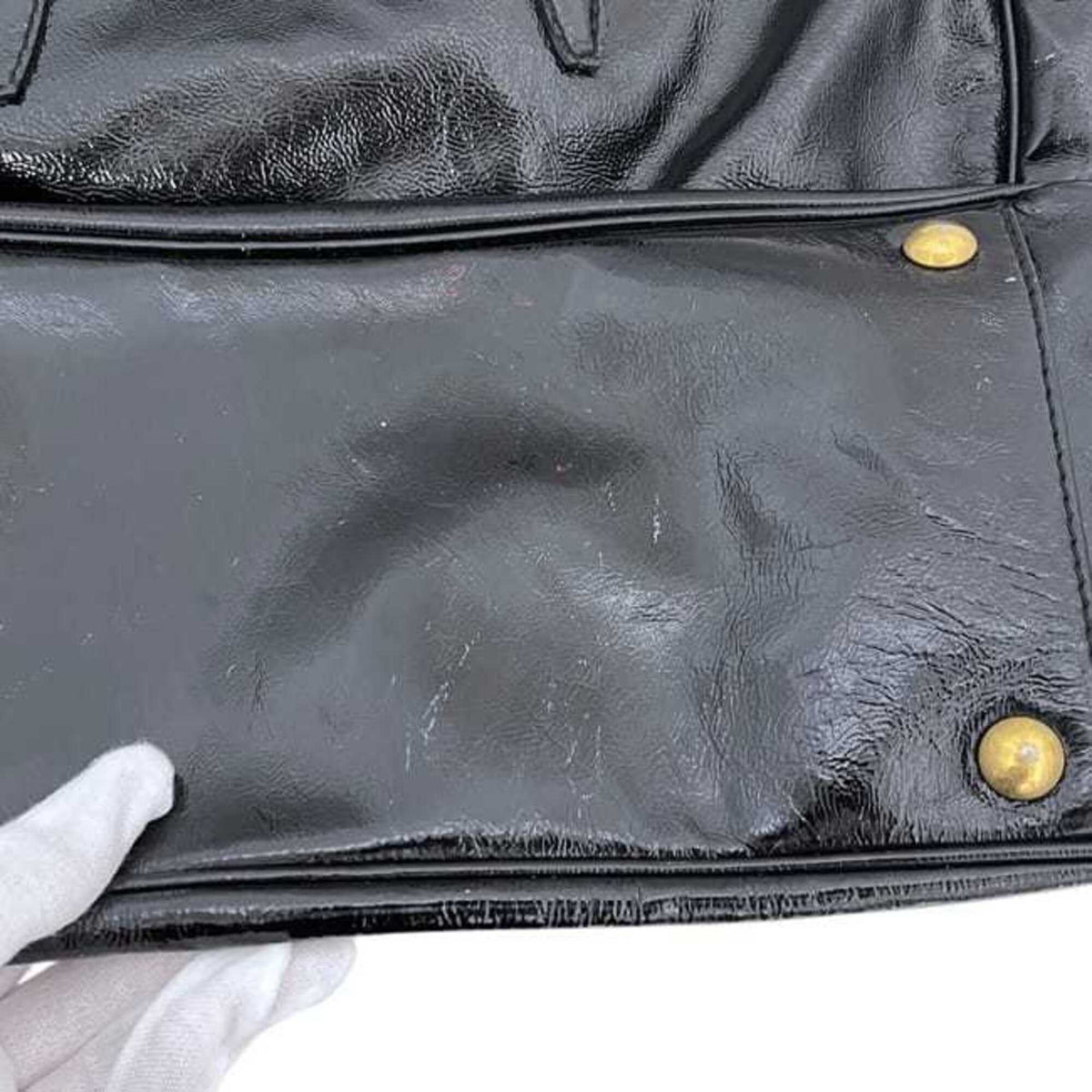 Yves Saint Laurent Y Mail Black Patent Leather Tote Bag (Pre-Owned)