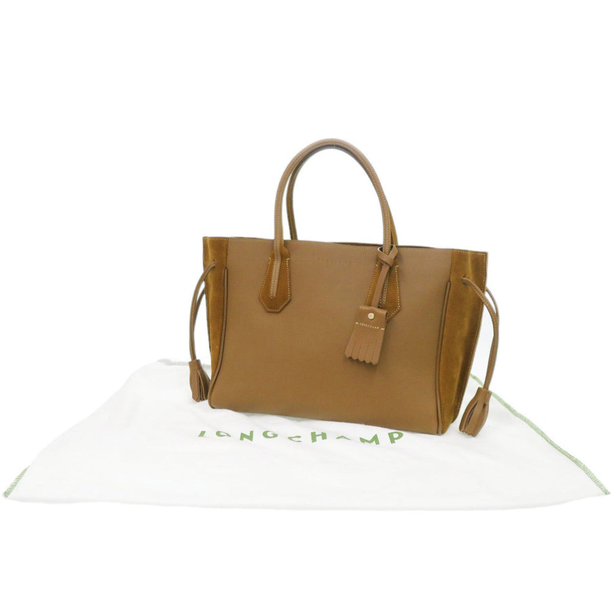 Longchamp Brown Velvet Leather Tote Bag (Pre-Owned)