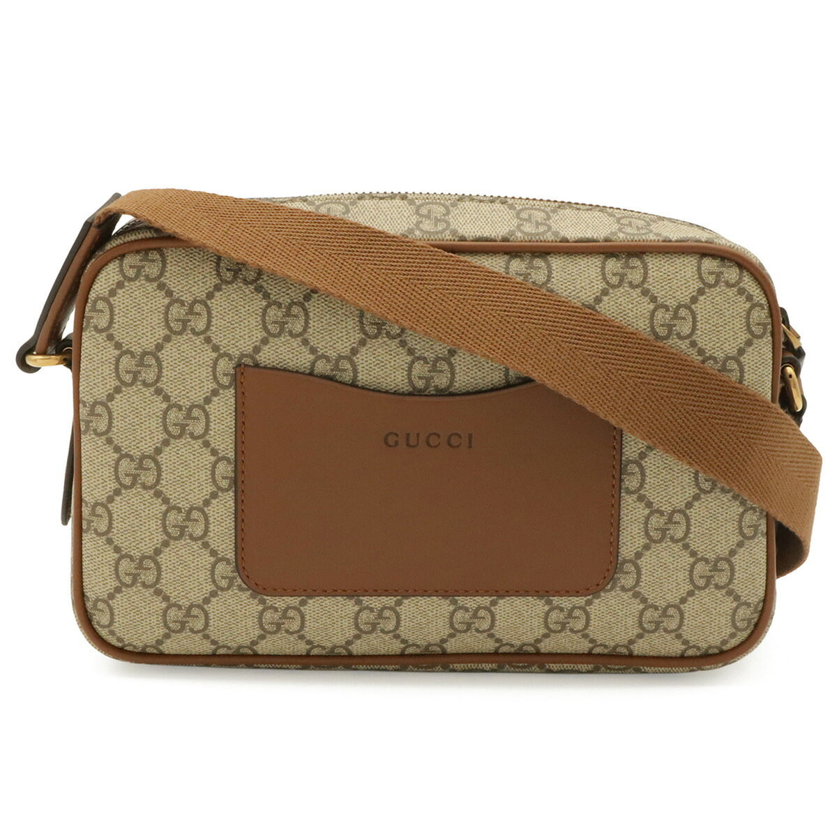 Gucci Beige Brown Brown Canvas Shoulder Bag (Pre-Owned)