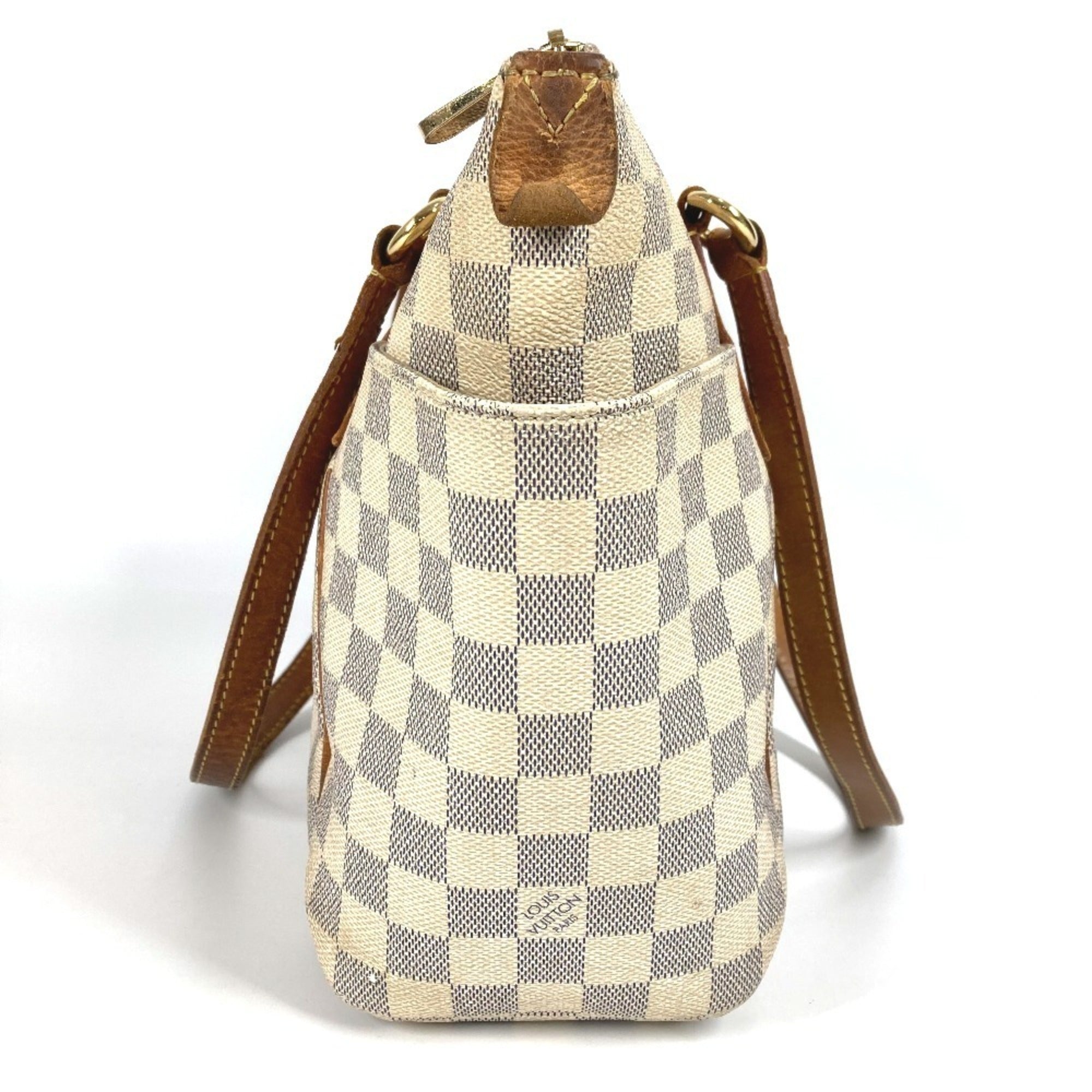 Louis Vuitton Galle White Yellow Damier Azur Shoulder Bag Tote Bag (Pre-Owned)