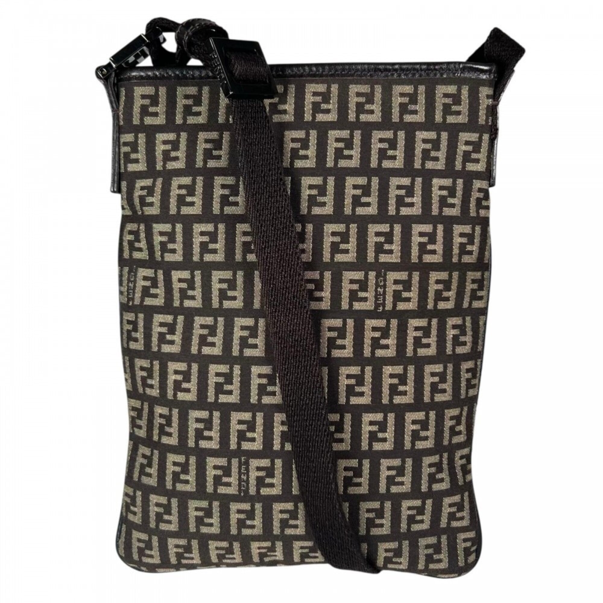 Fendi Brown Canvas Leather Shoulder Bag (Pre-Owned)