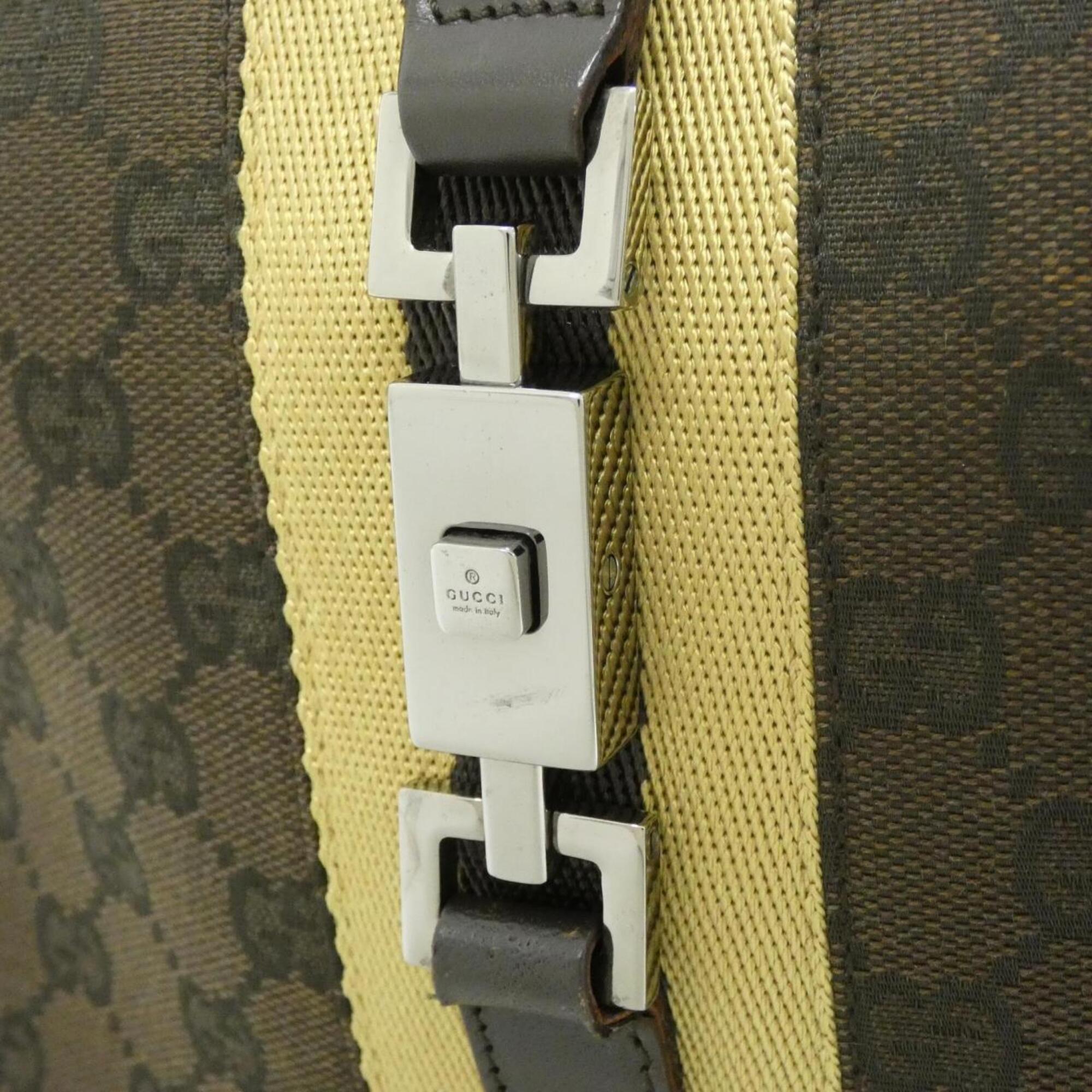 Gucci Dark Brown Gg Canvas Leather Shoulder Bag (Pre-Owned)