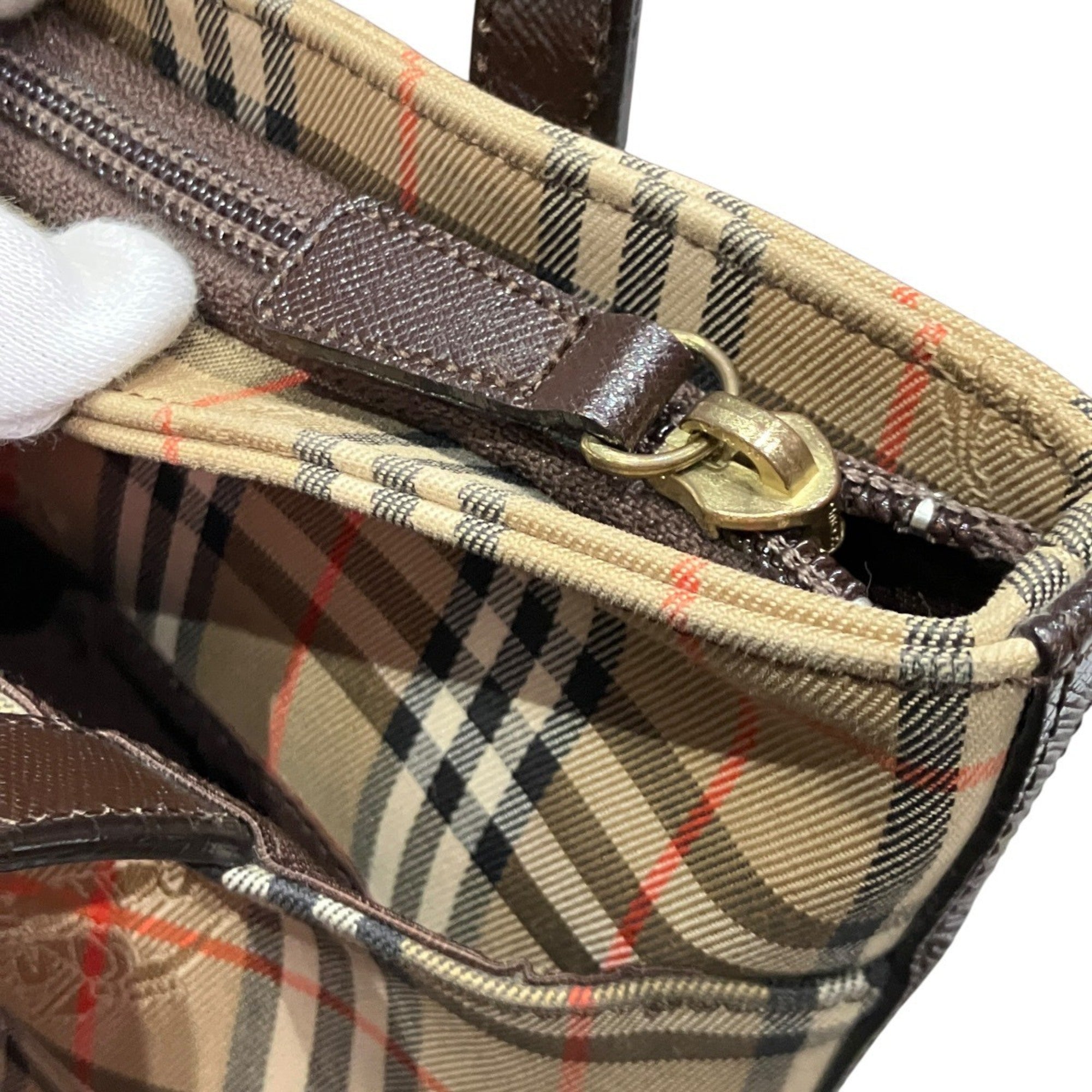 Burberry Beige Canvas Leather Handbag (Pre-Owned)