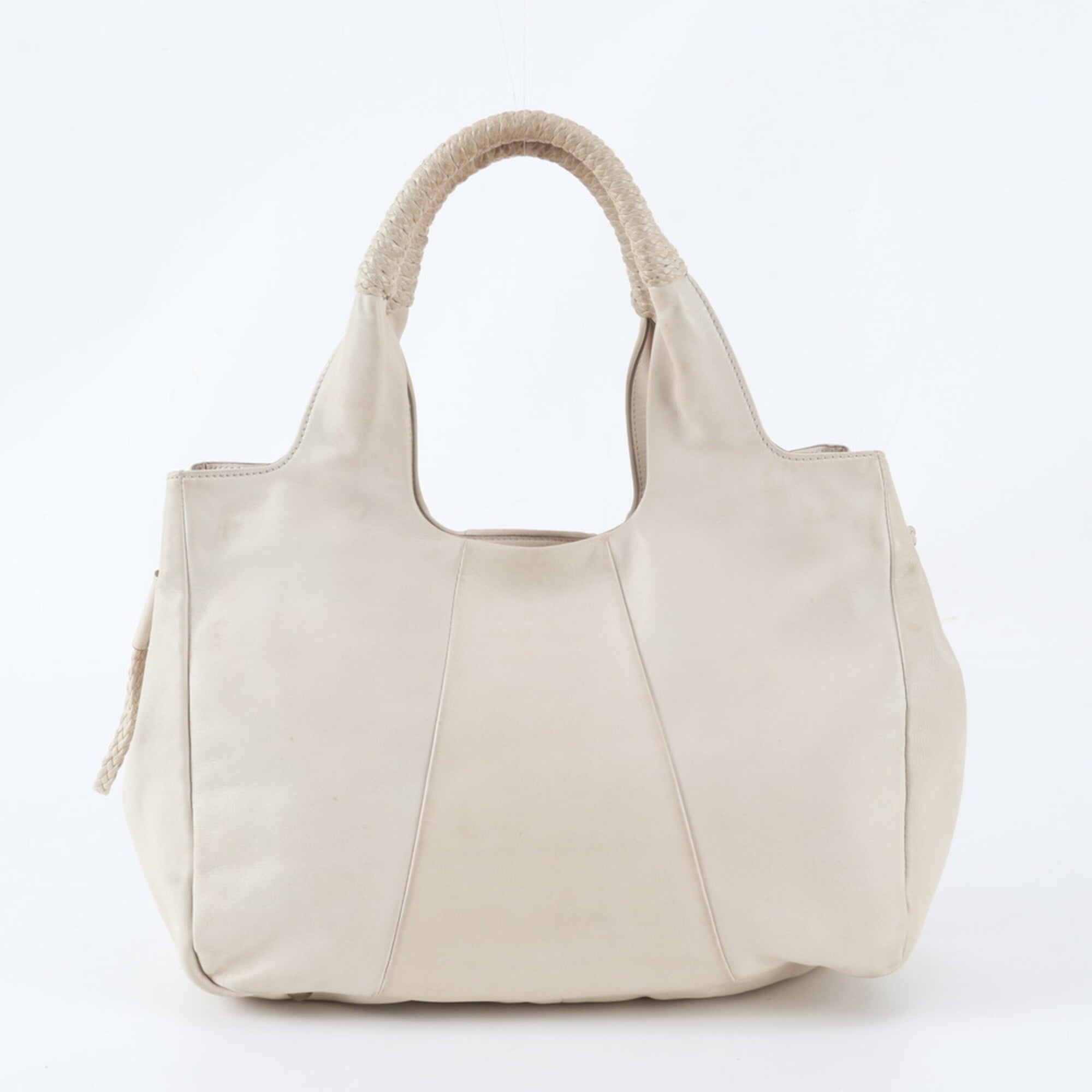Salvatore Ferragamo Gancini White Leather Handbag Tote Bag (Pre-Owned)