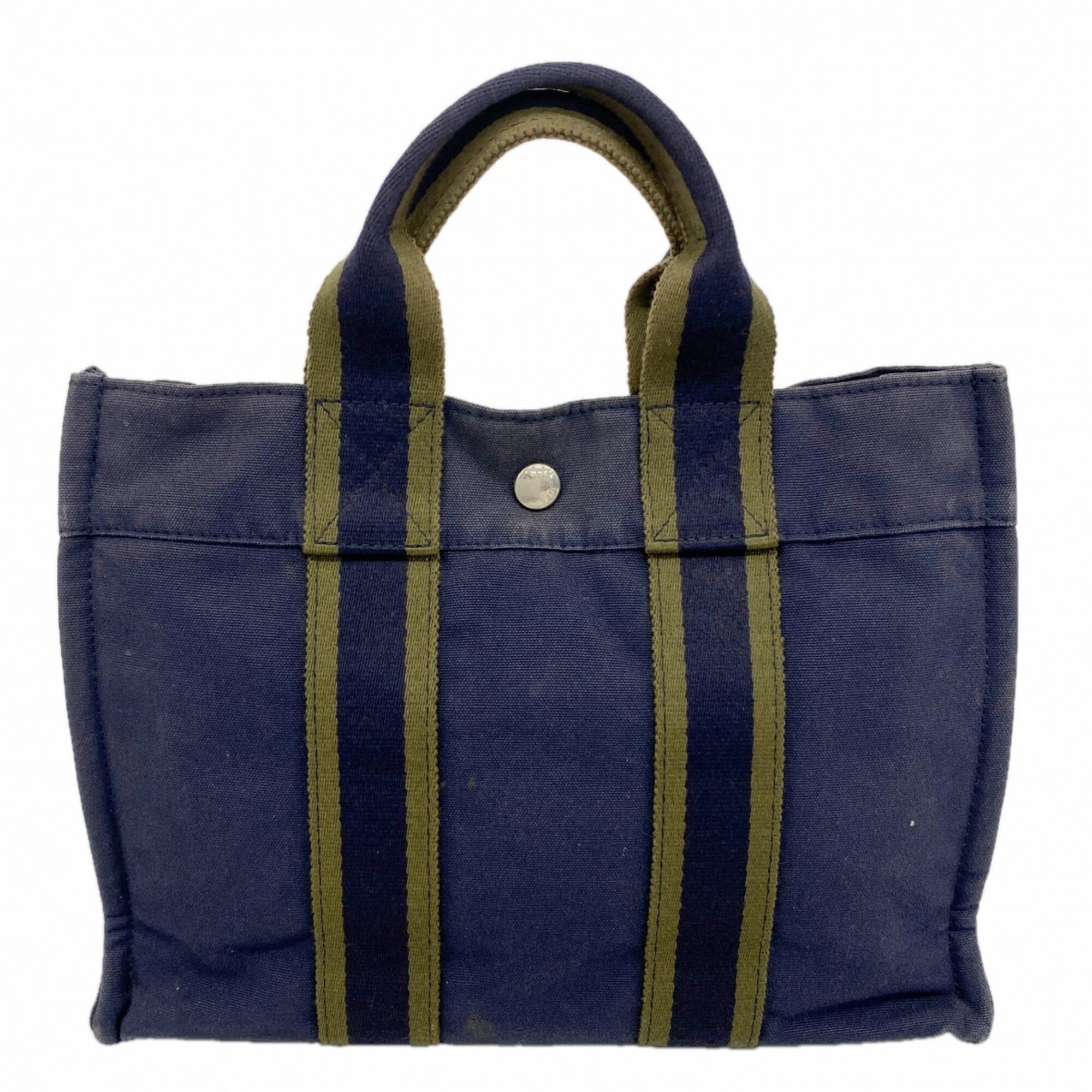 Hermes Navy Canvas Handbag (Pre-Owned)