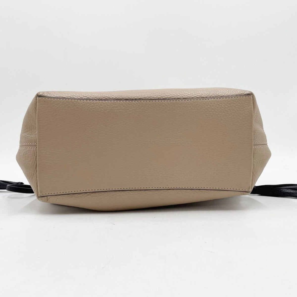 Coach Beige Black Leather Handbag Tote Bag (Pre-Owned)