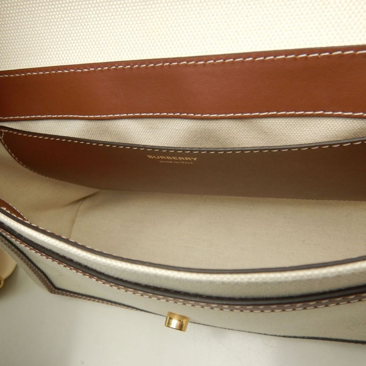 Burberry Gold Canvas Leather Shoulder Bag (Pre-Owned)