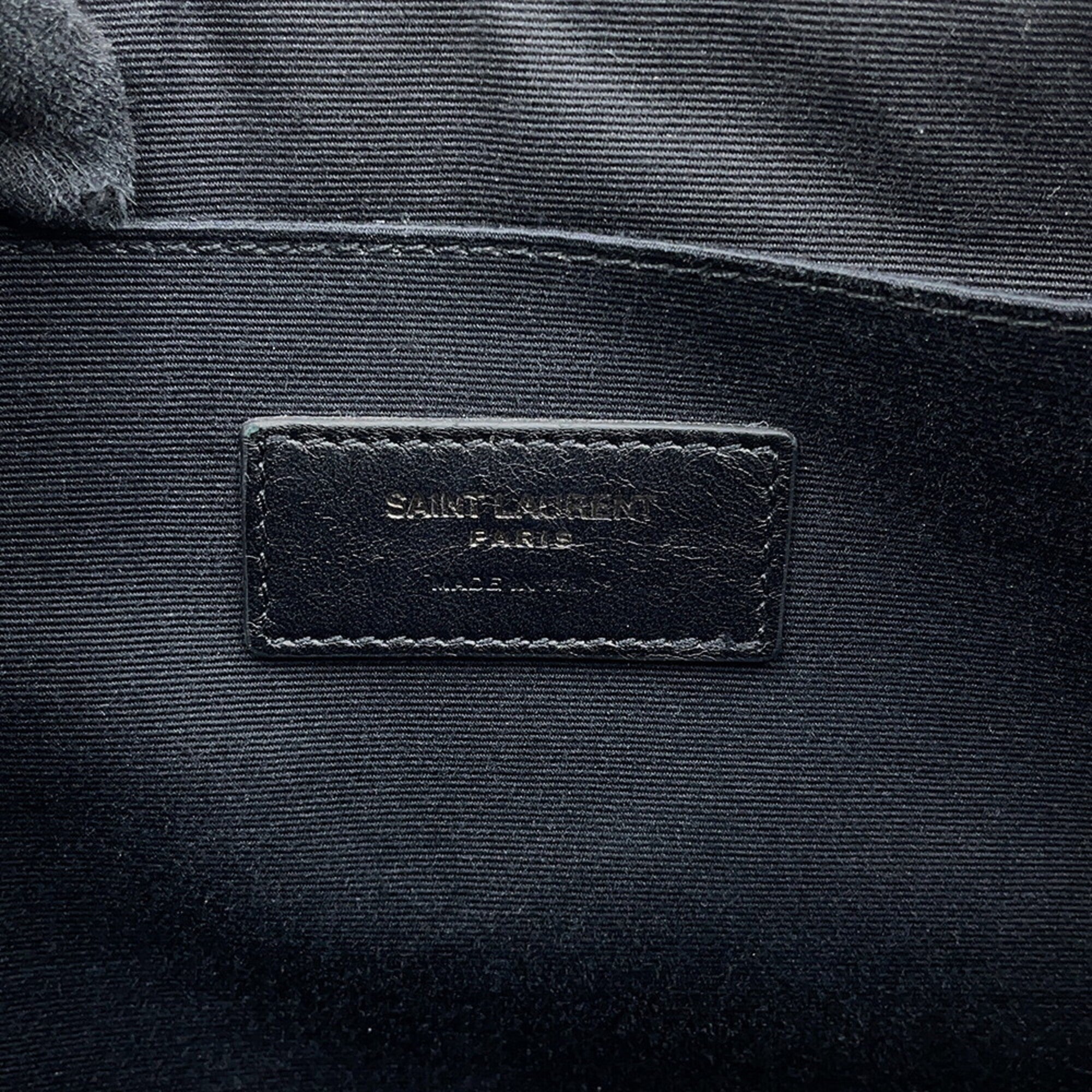 Yves Saint Laurent Black Leather Clutch Bag Handbag (Pre-Owned)