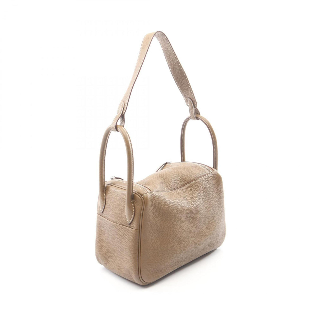 Hermes Etoupe Gray Gray Taurillon Clemence Leather Handbag Shoulder Bag (Pre-Owned)