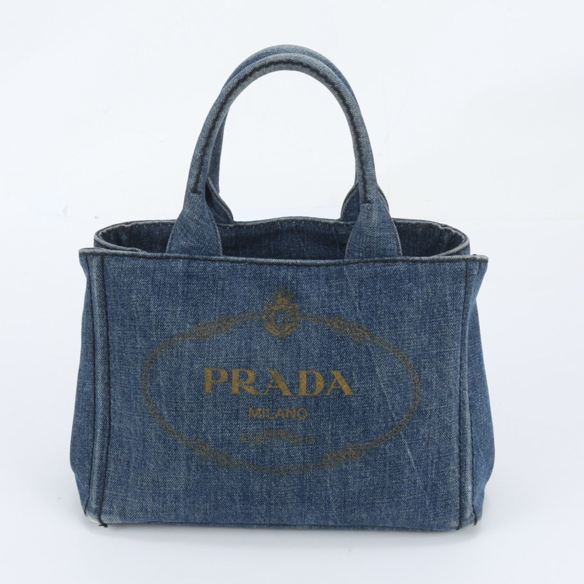Prada Canapa Navy Handbag Shoulder Bag Tote Bag (Pre-Owned)