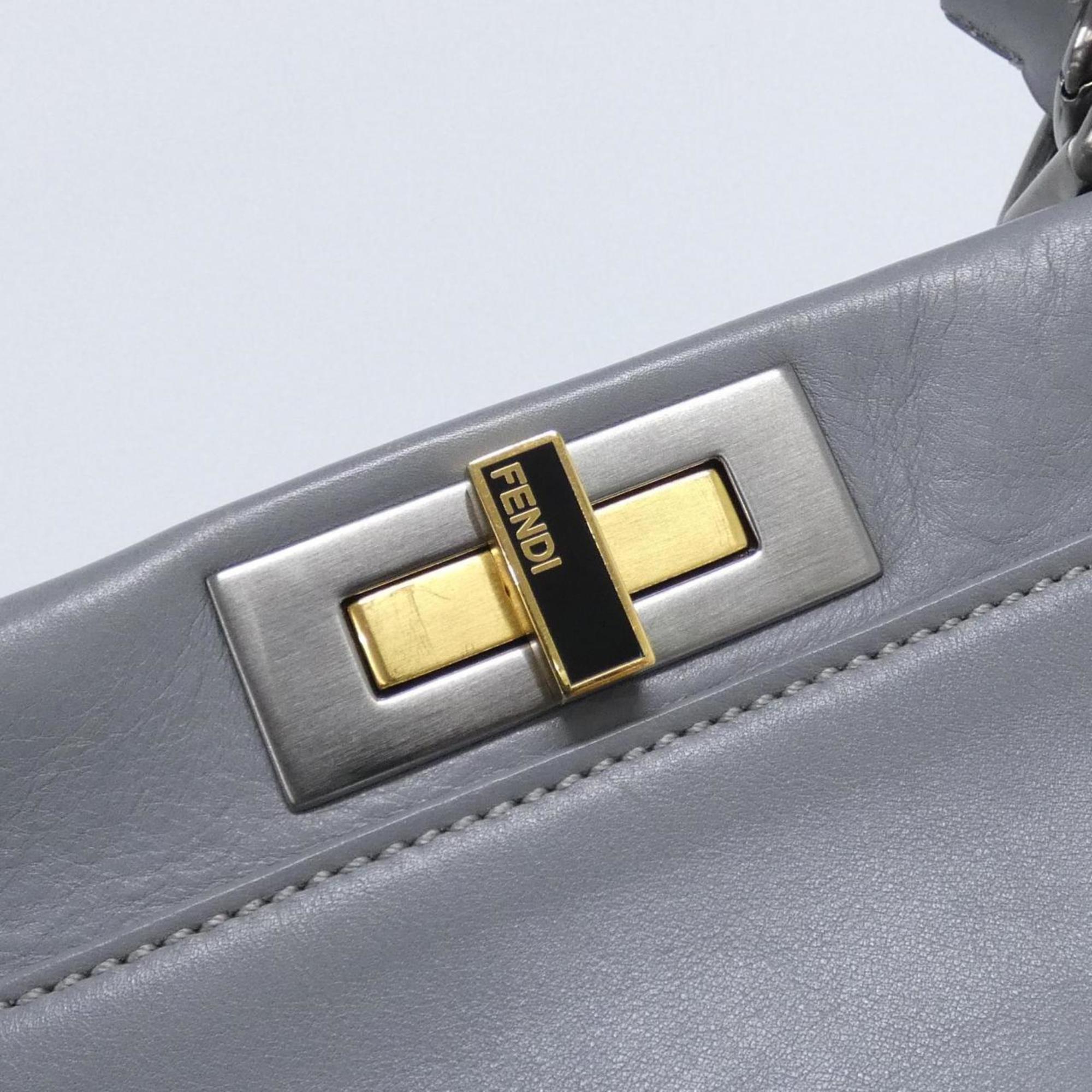 Fendi Gray Leather Handbag (Pre-Owned)