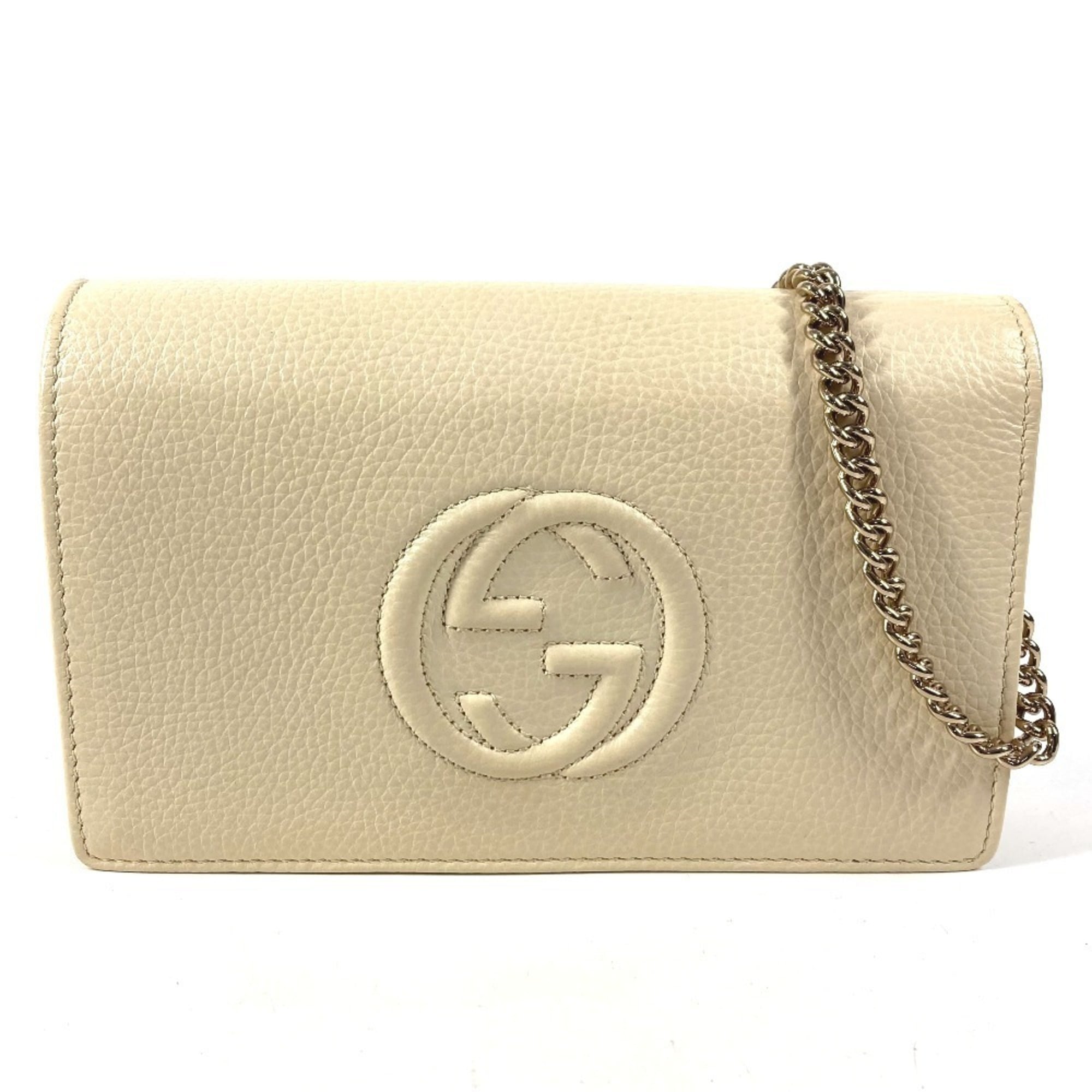 Gucci Ivory Leather Chain/Shoulder Wallet (Pre-Owned)