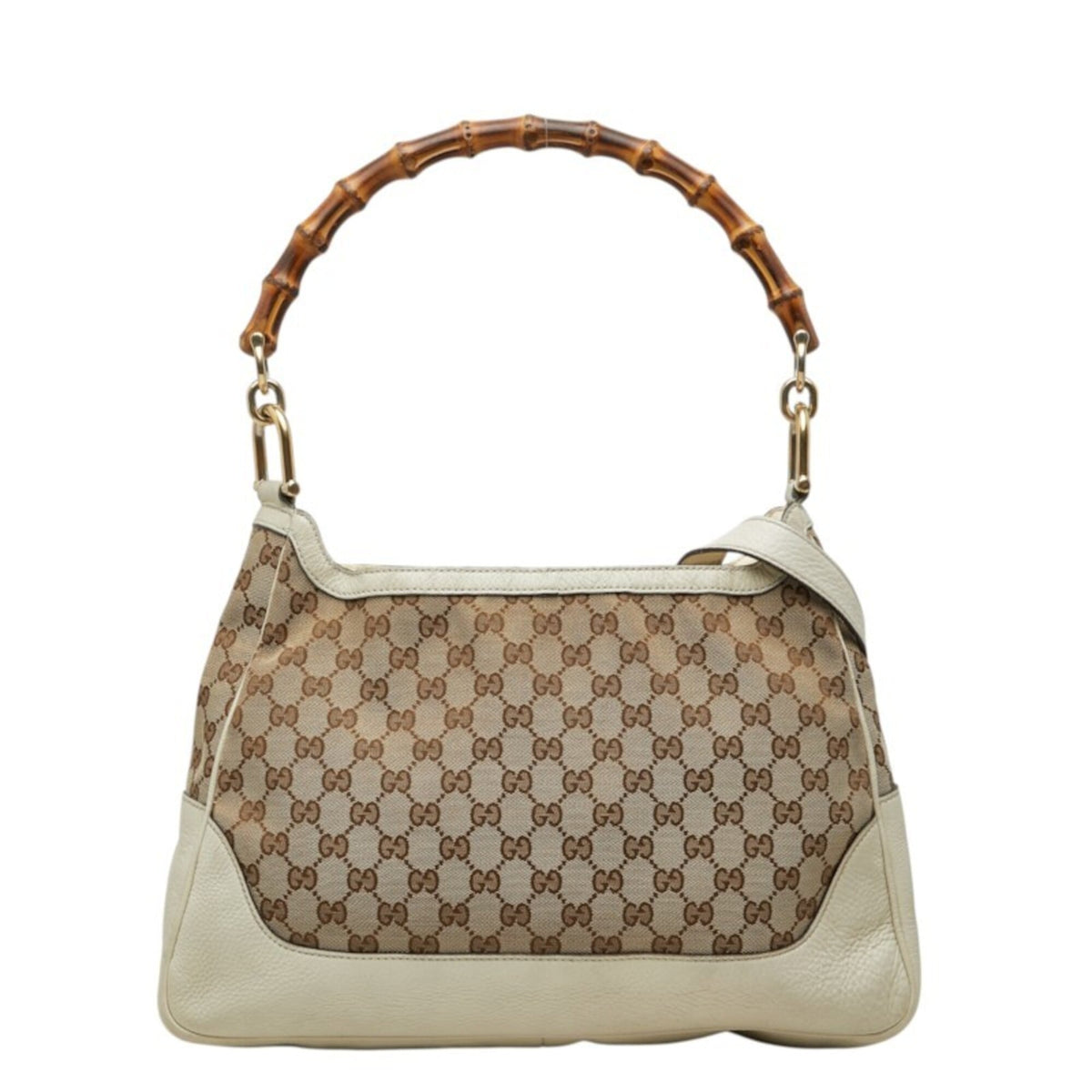 Gucci Gg Canvas Beige Ivory Gg Canvas Leather Handbag Shoulder Bag (Pre-Owned)
