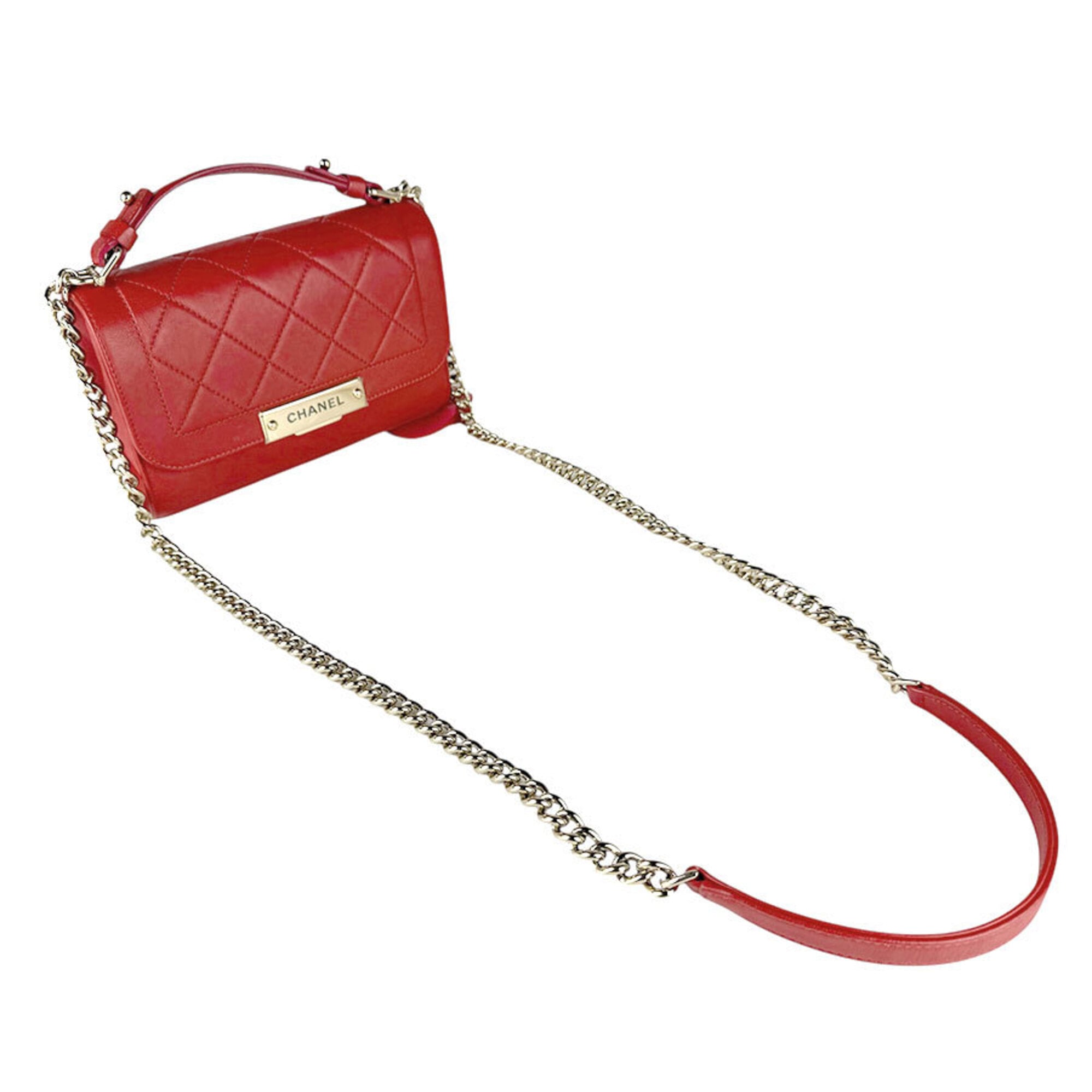 Chanel Red Color Leather Shoulder Bag (Pre-Owned)
