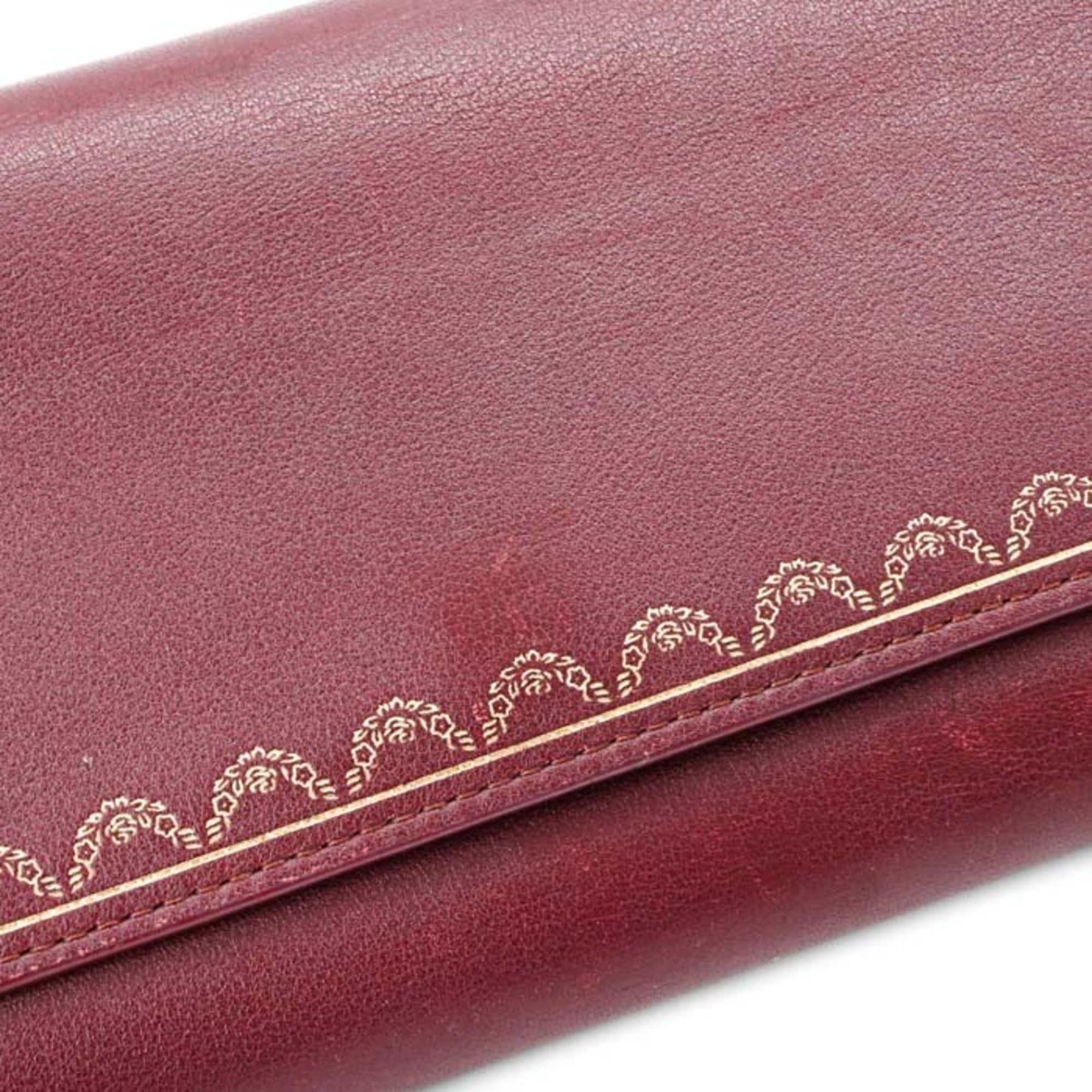 Cartier Bordeaux Leather Long Wallet (Bi-Fold) (Pre-Owned)