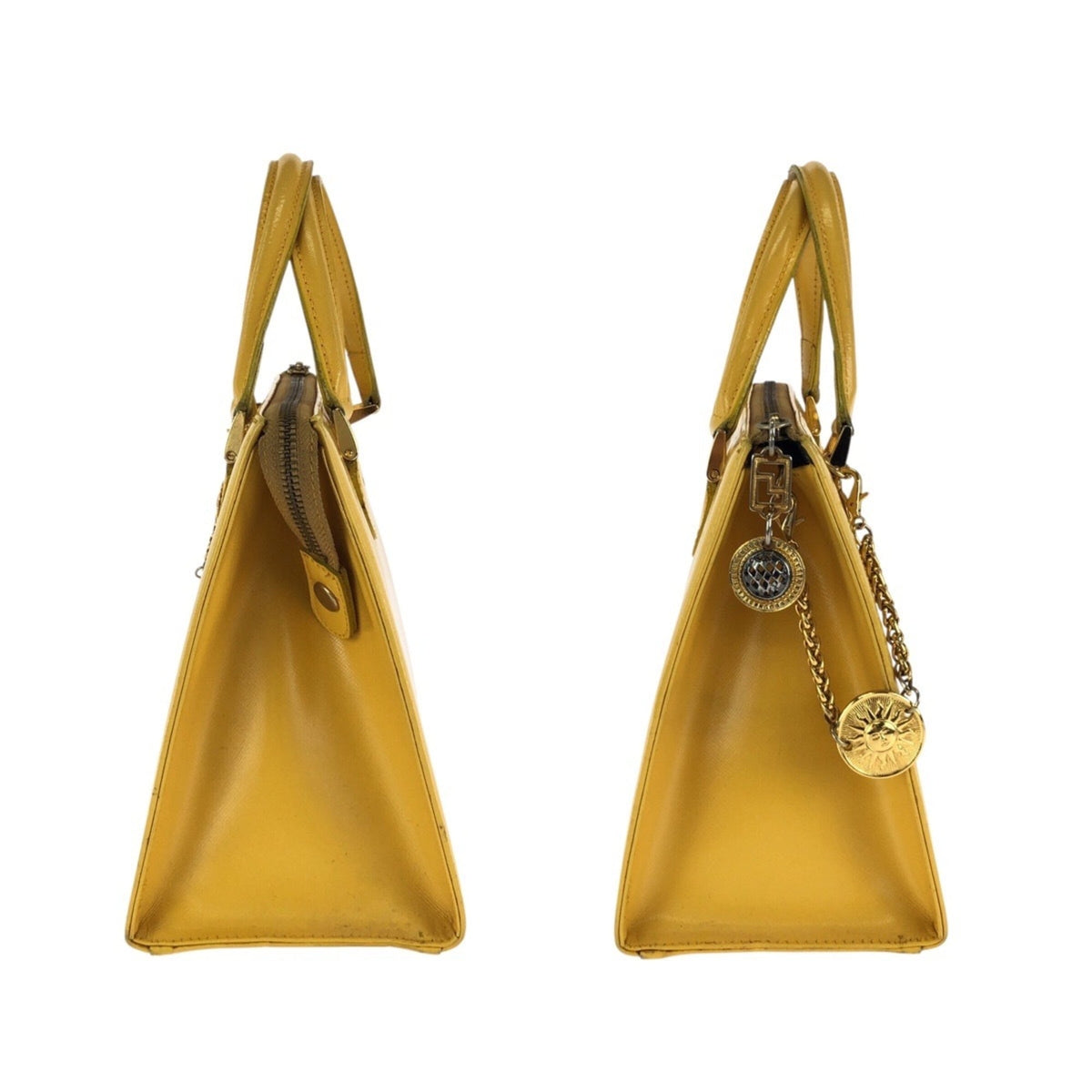 Versace Yellow Leather Handbag Shoulder Bag (Pre-Owned)