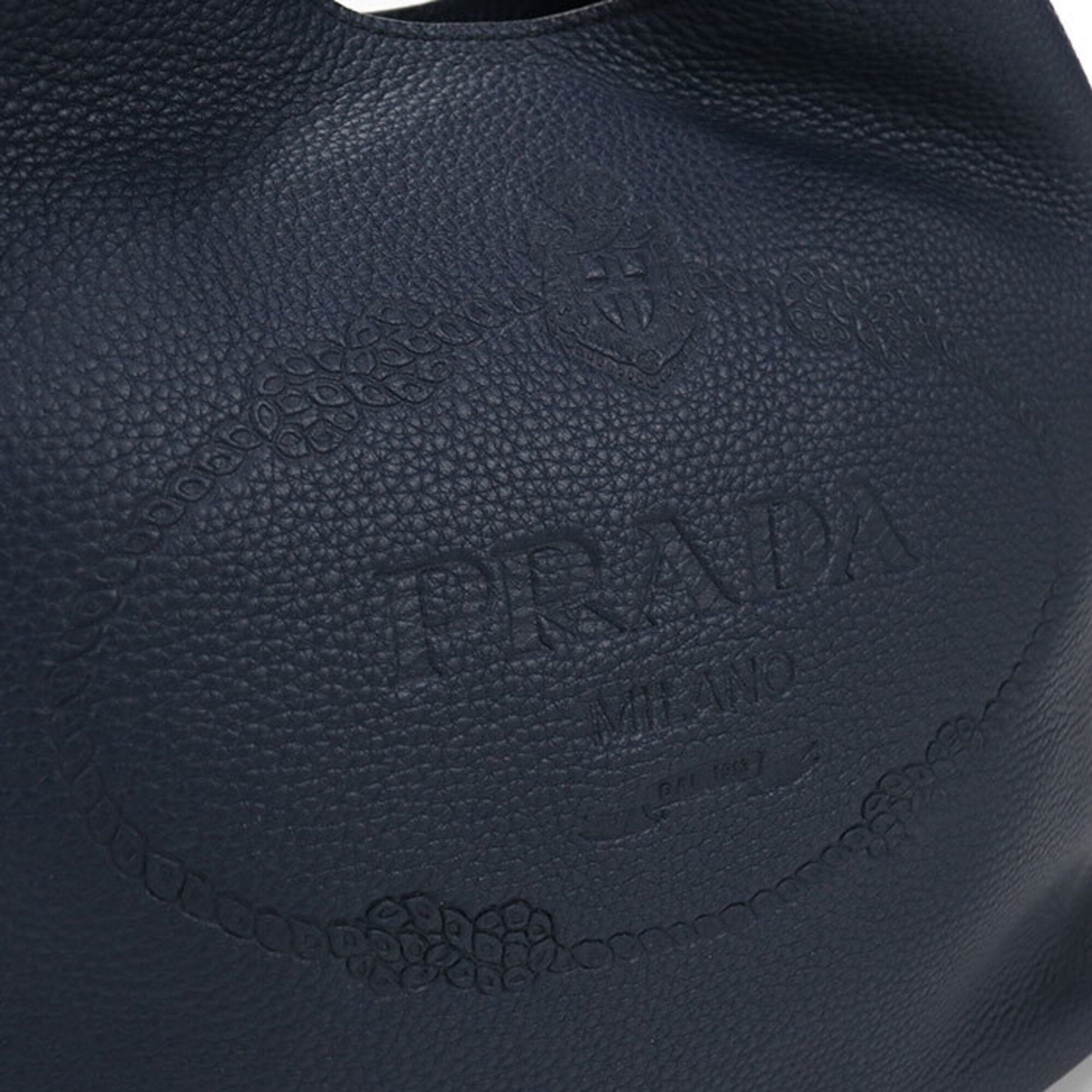 Prada Navy Leather Shoulder Bag (Pre-Owned)