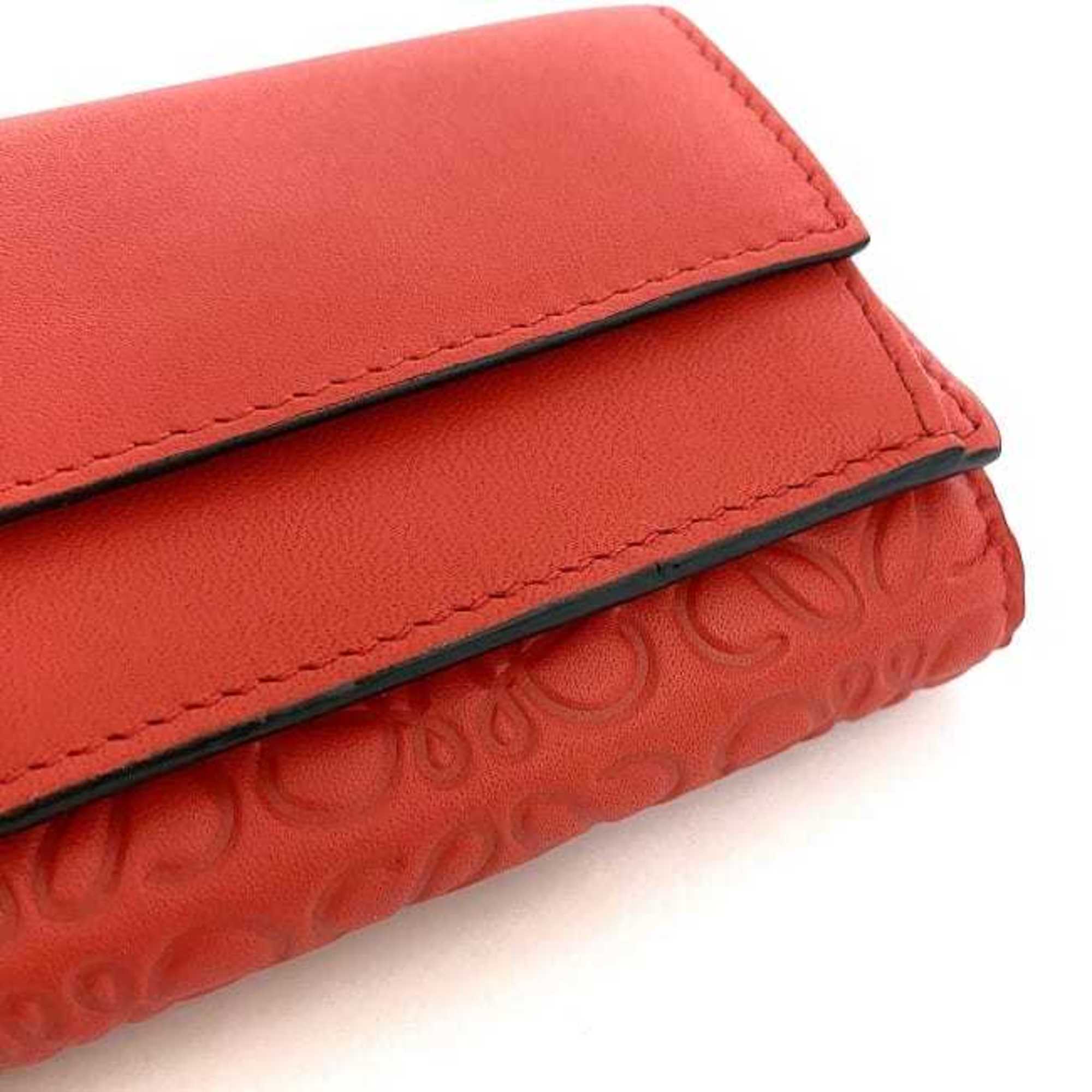 Loewe Red Color Leather Wallet (Tri-Fold) (Pre-Owned)