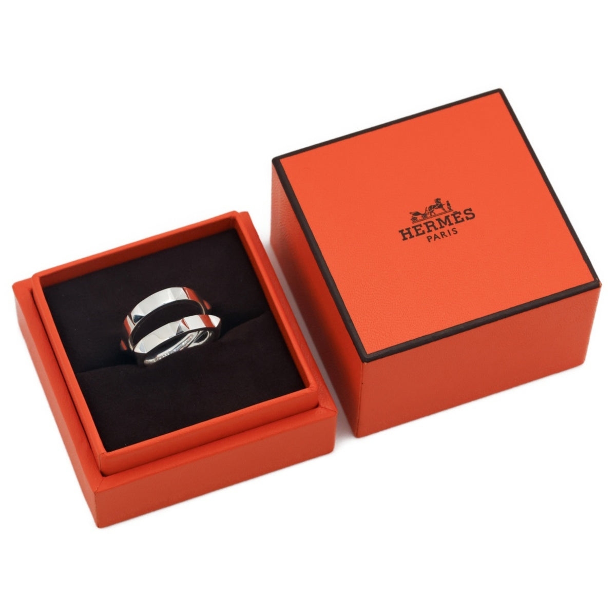 Hermes Silver 925 Band Ring (Pre-Owned)