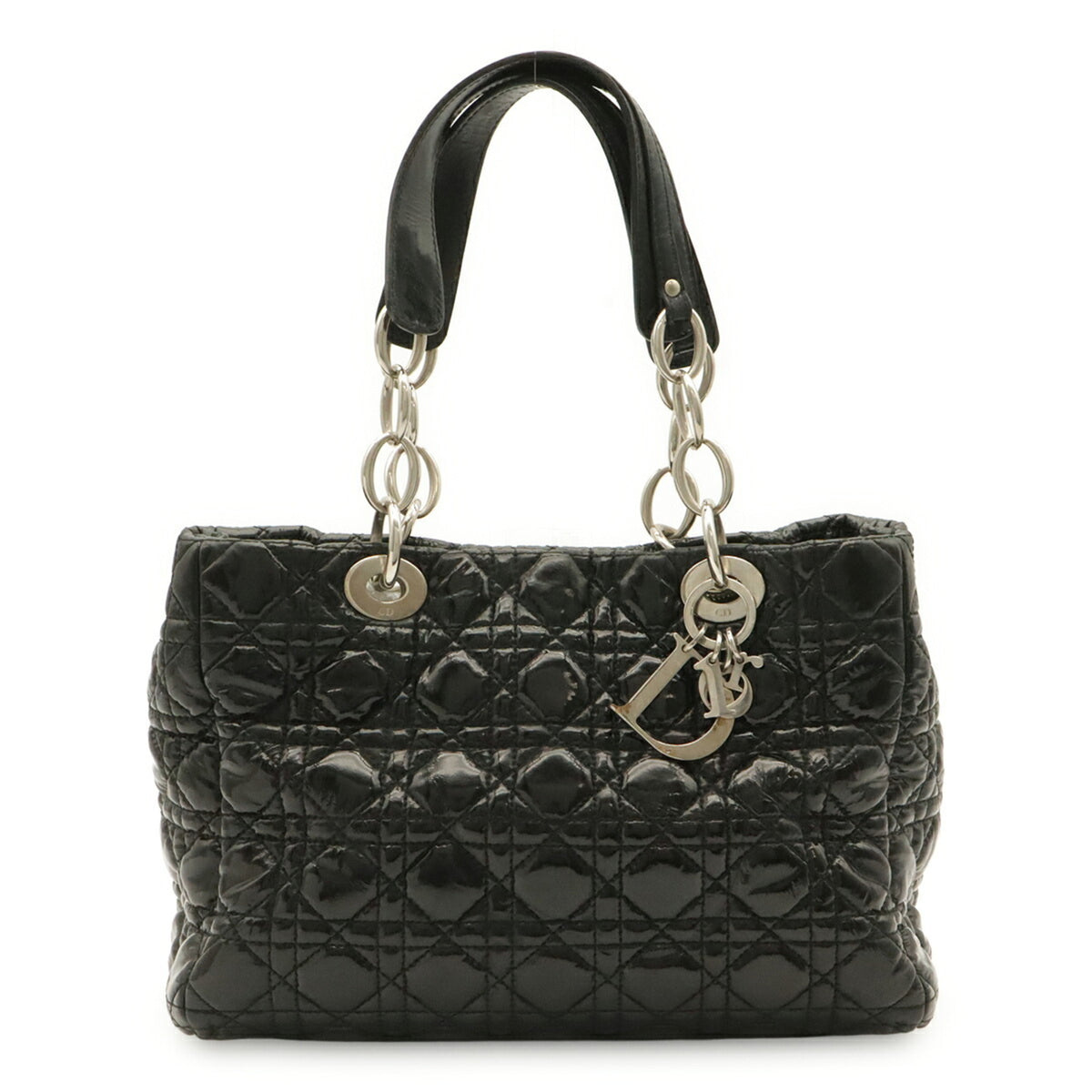 Christian Dior Black Leather Handbag Tote Bag (Pre-Owned)