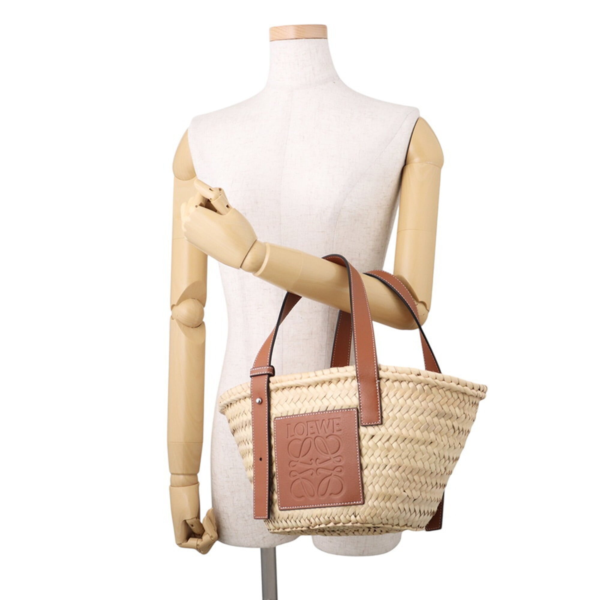 Loewe Brown Raffia Leather Basket Handbag (Pre-Owned)