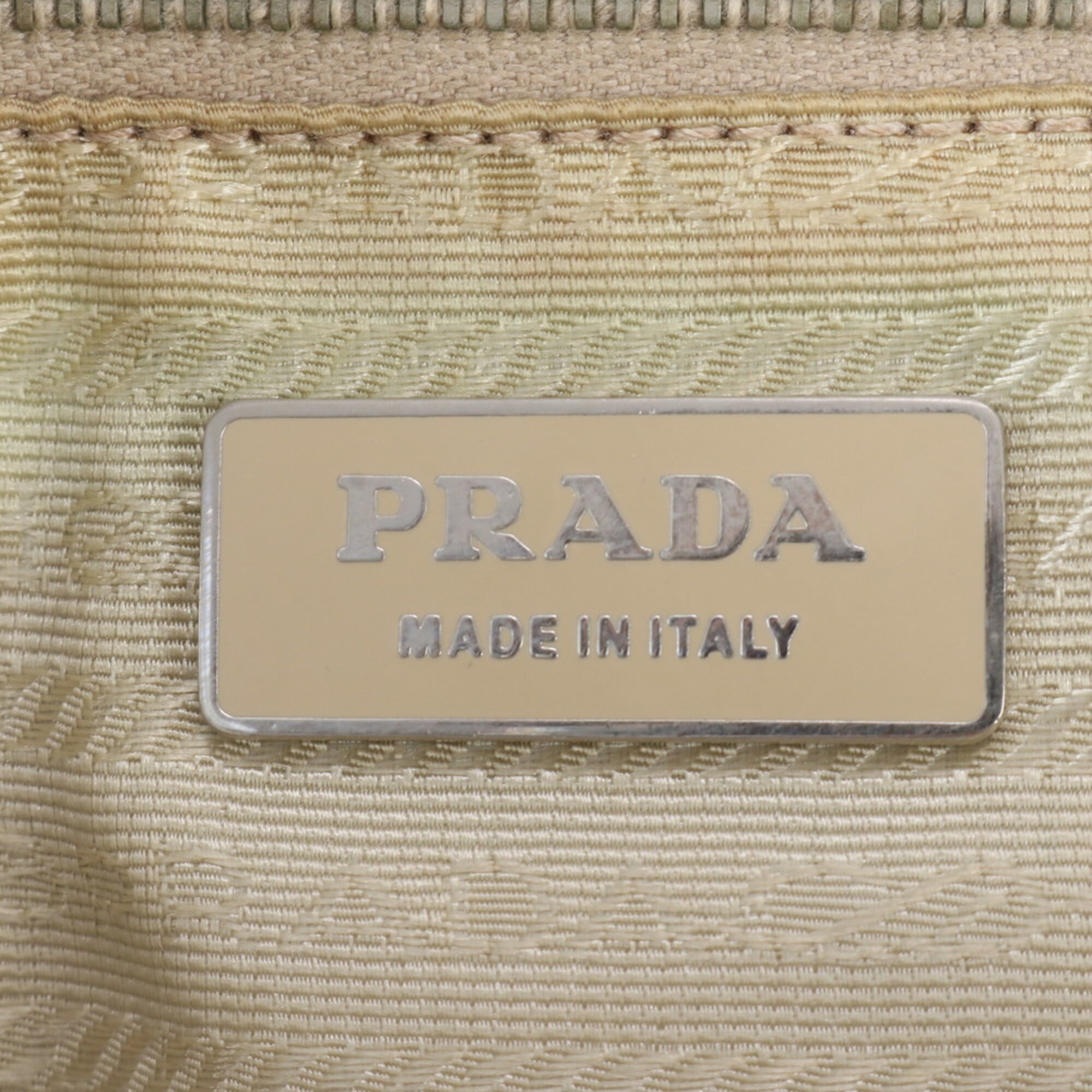 Prada Ivory Purple Leather Canvas Handbag Shoulder Bag (Pre-Owned)