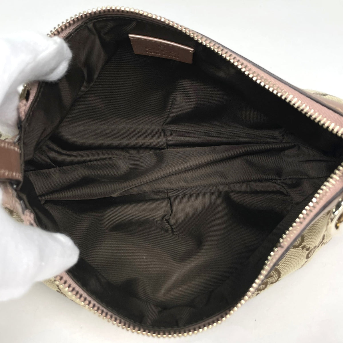 Gucci Gg Canvas Beige Pink Gg Canvas Leather Handbag (Pre-Owned)