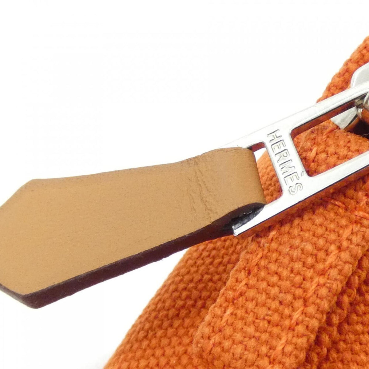 Hermes Feu Orange Canvas Handbag Pouch (Pre-Owned)
