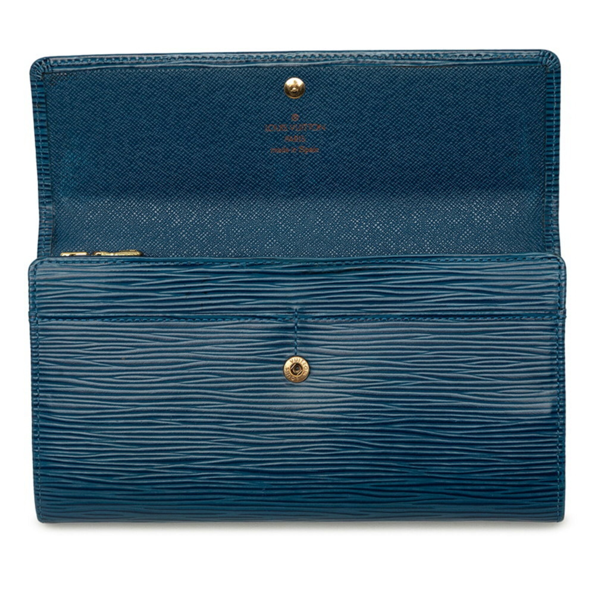 Louis Vuitton Toledo Blue Leather Long Wallet (Bi-Fold) (Pre-Owned)