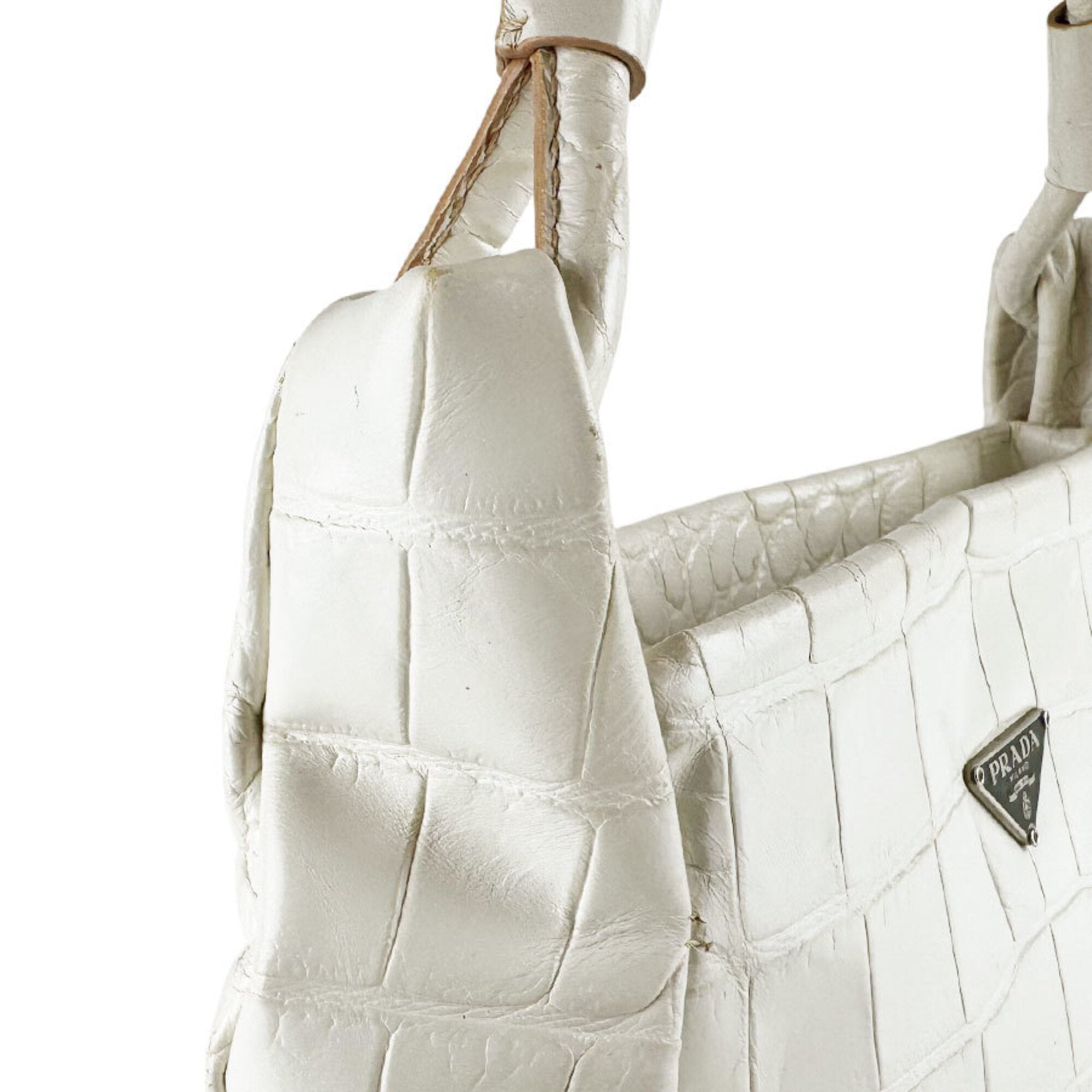 Prada Off-White Leather Handbag (Pre-Owned)