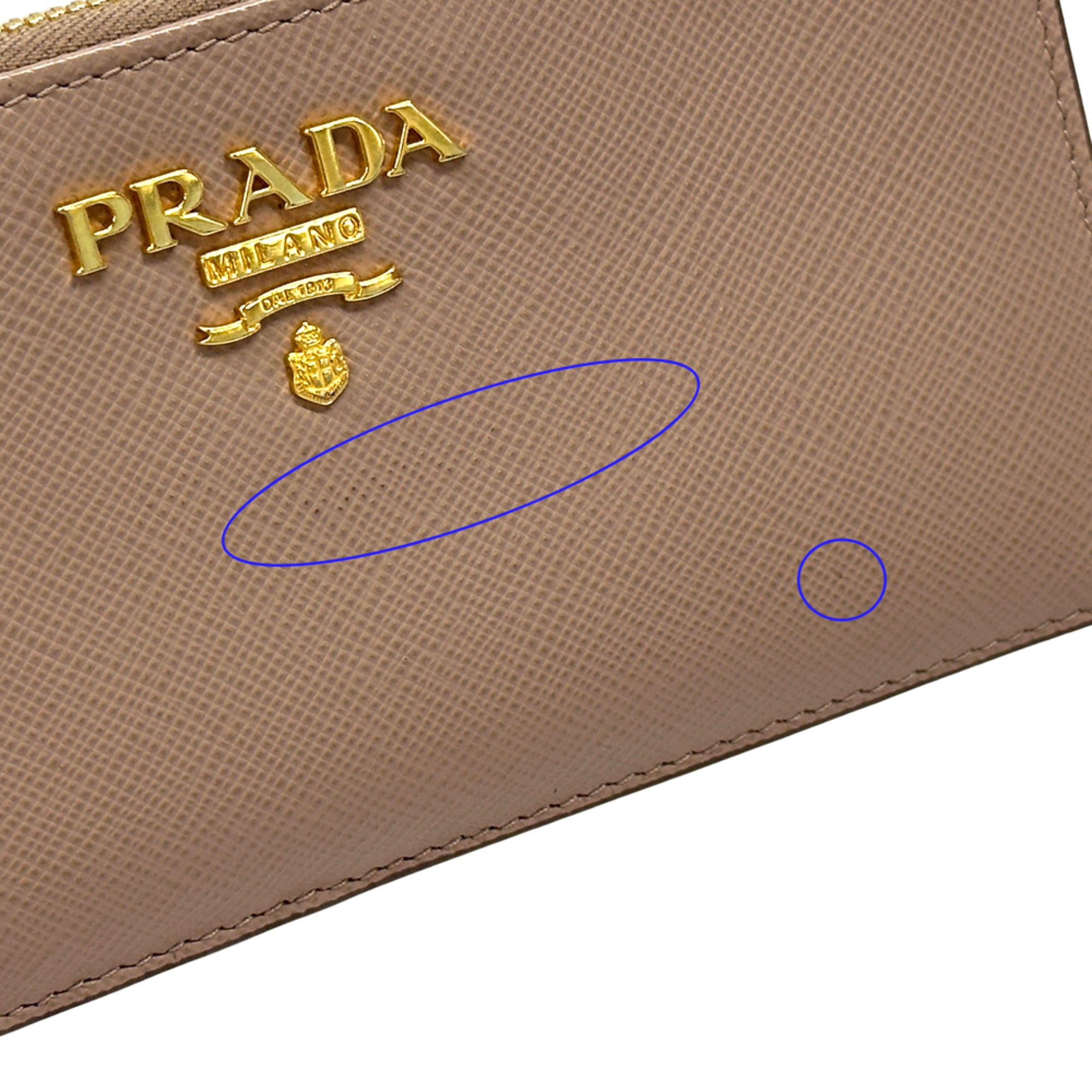 Prada Pink Beige Leather Coin Purse/Coin Case (Pre-Owned)