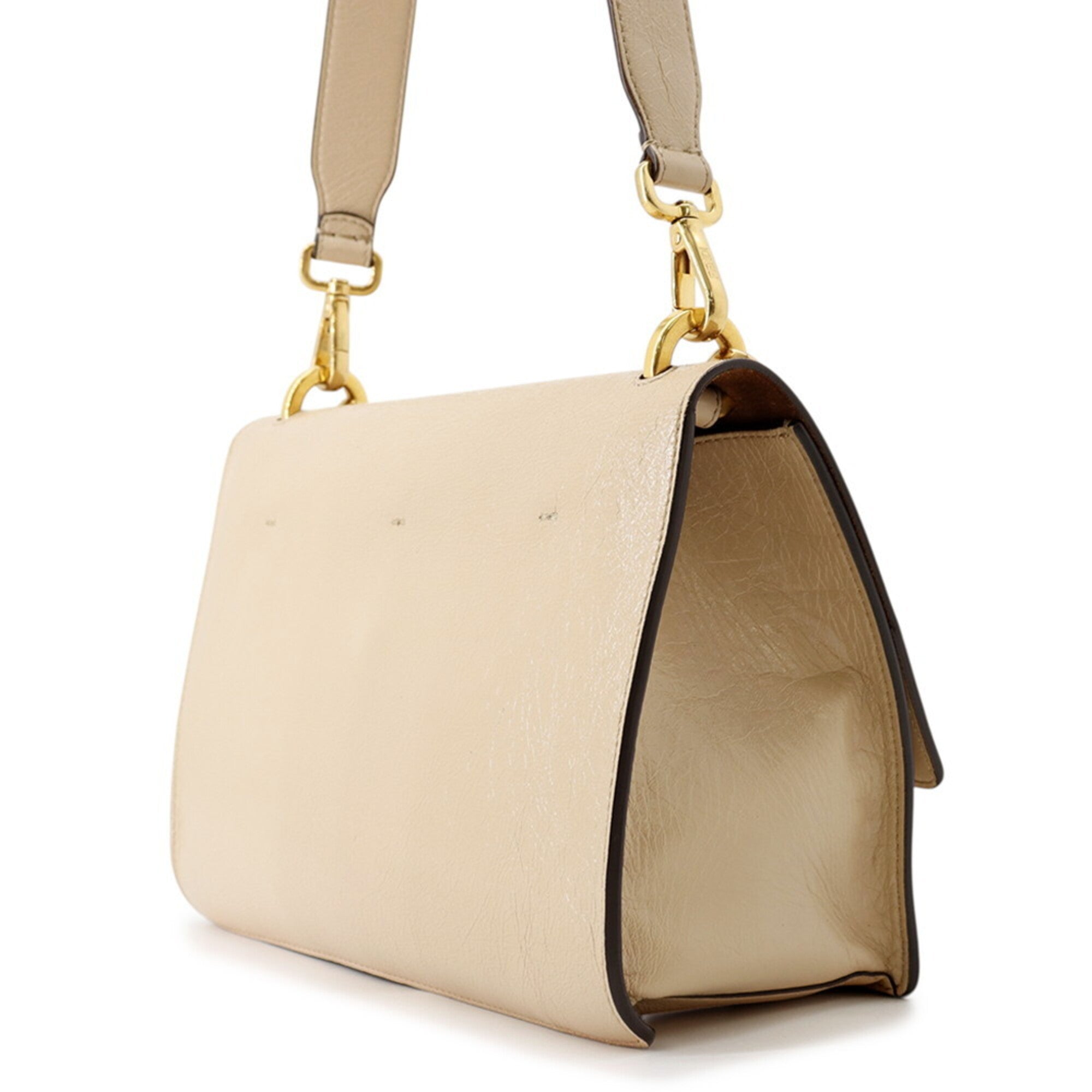 Fendi Beige Leather Handbag Shoulder Bag (Pre-Owned)
