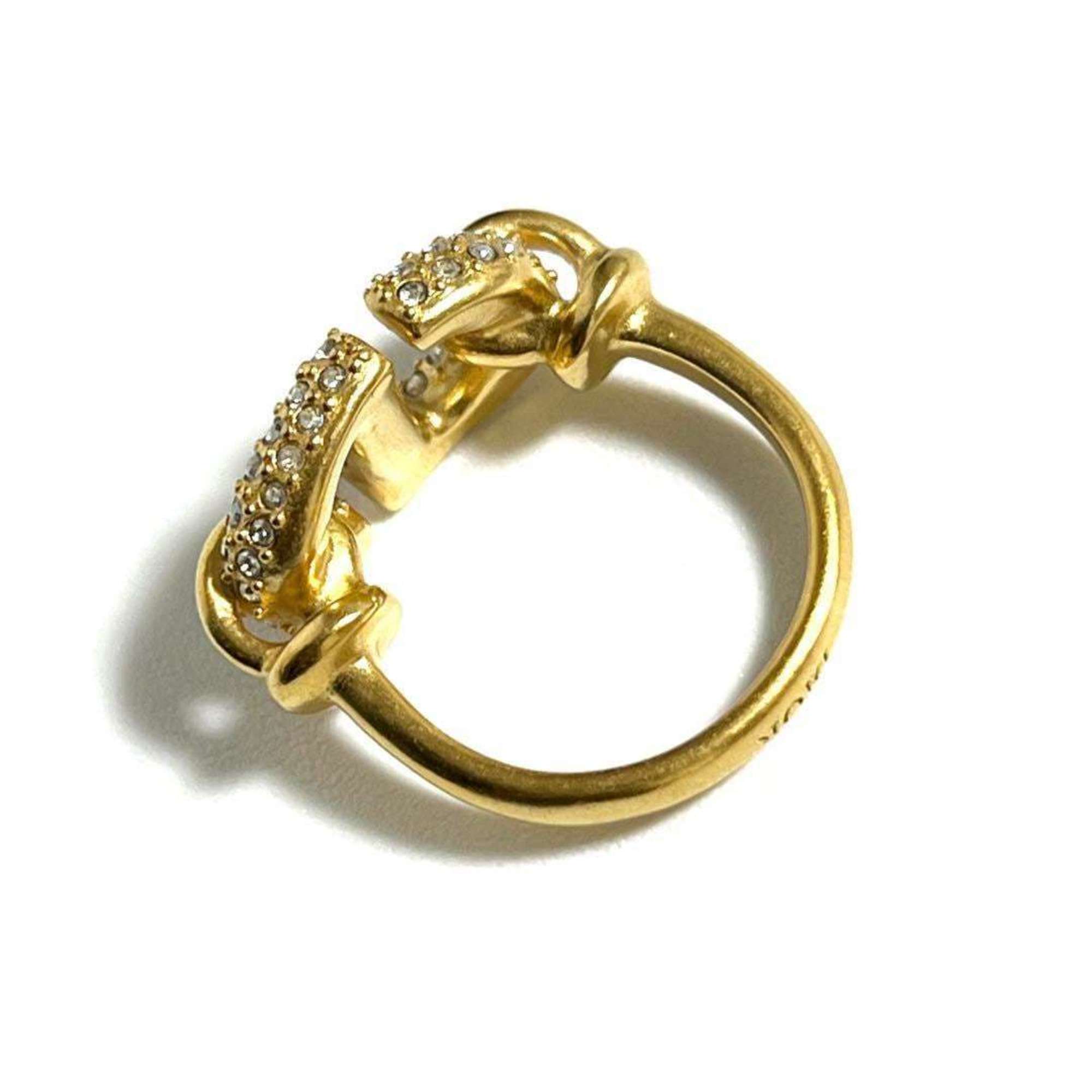 Christian Dior Metal Rhinestone Band Ring (Pre-Owned)