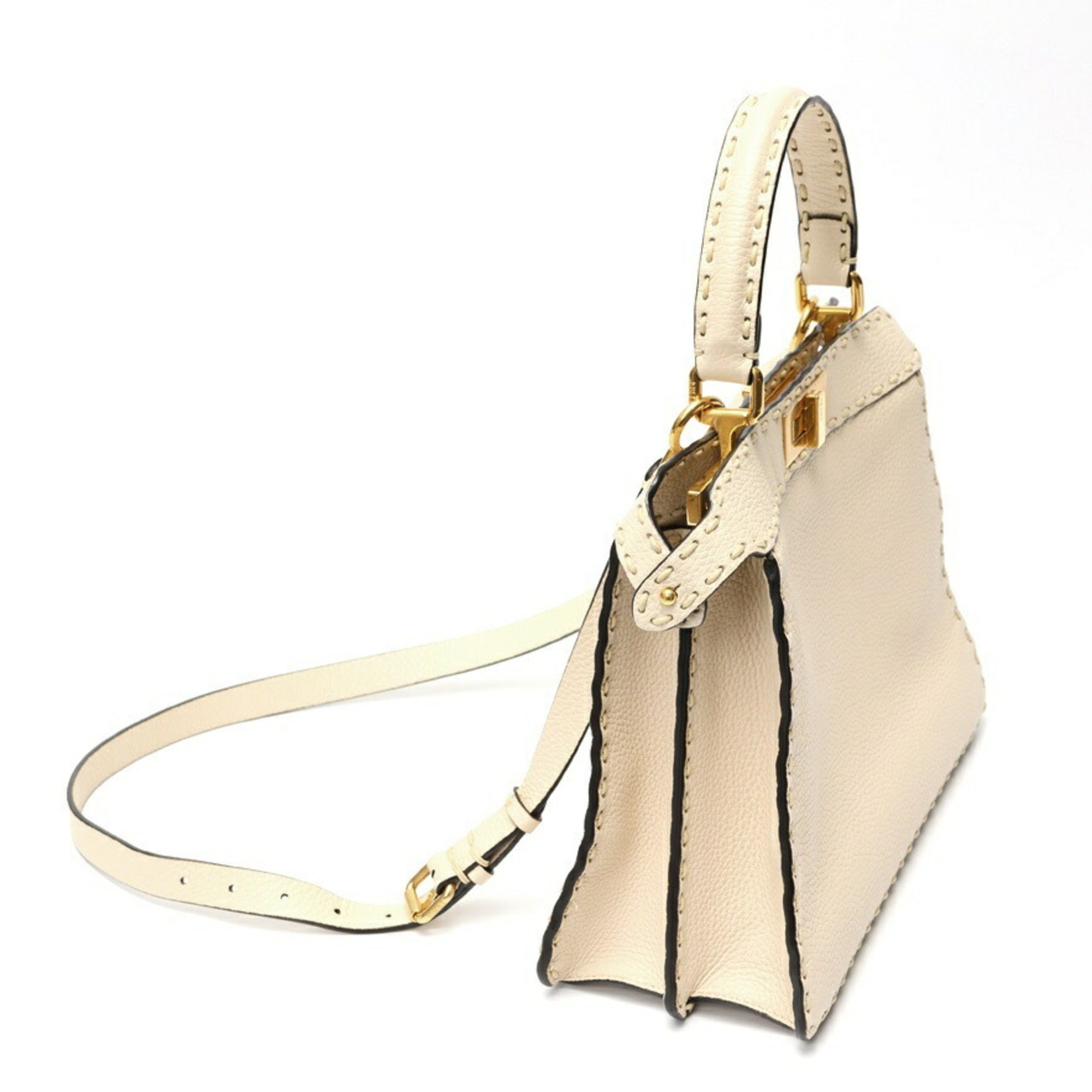 Fendi Ivory Leather Handbag Shoulder Bag (Pre-Owned)
