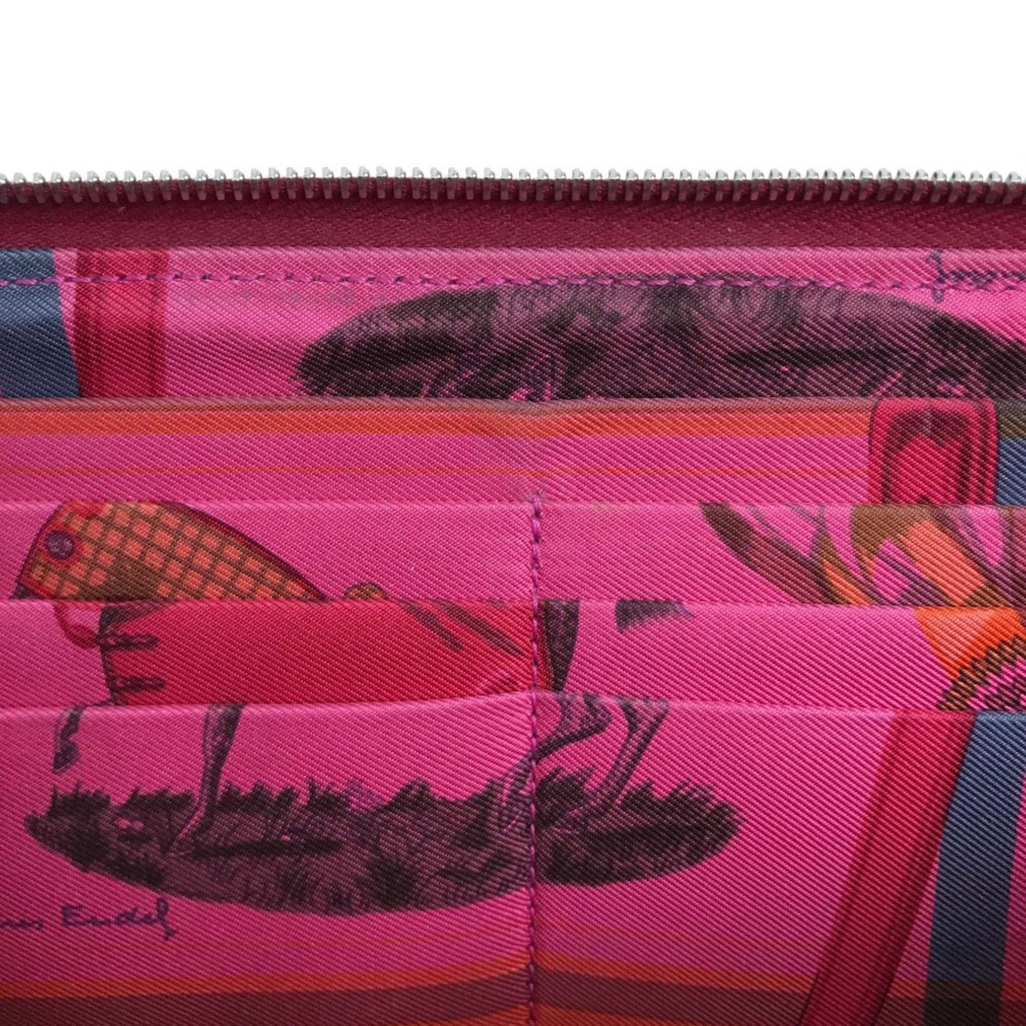 Hermes Silk'in Ruby Epsom Leather Long Wallet (Bi-Fold) (Pre-Owned)