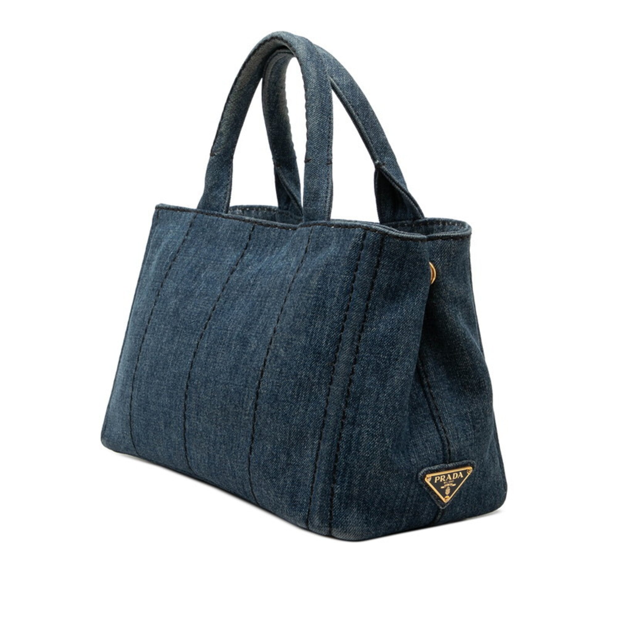 Prada Blue Canapa Denim Shoulder Bag Tote Bag (Pre-Owned)