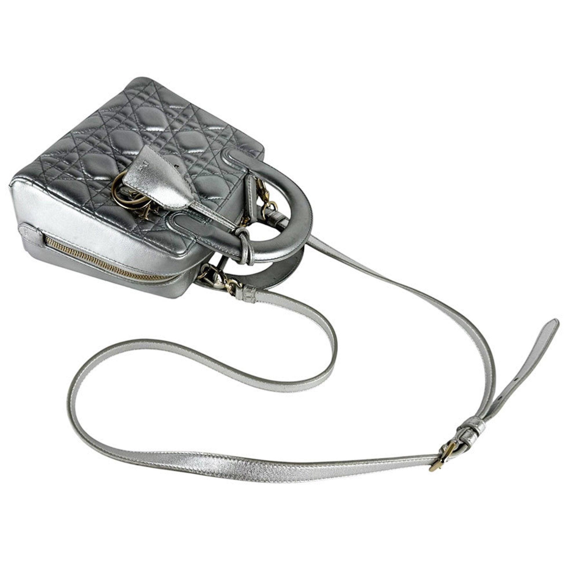 Christian Dior Silver Leather Shoulder Bag (Pre-Owned)