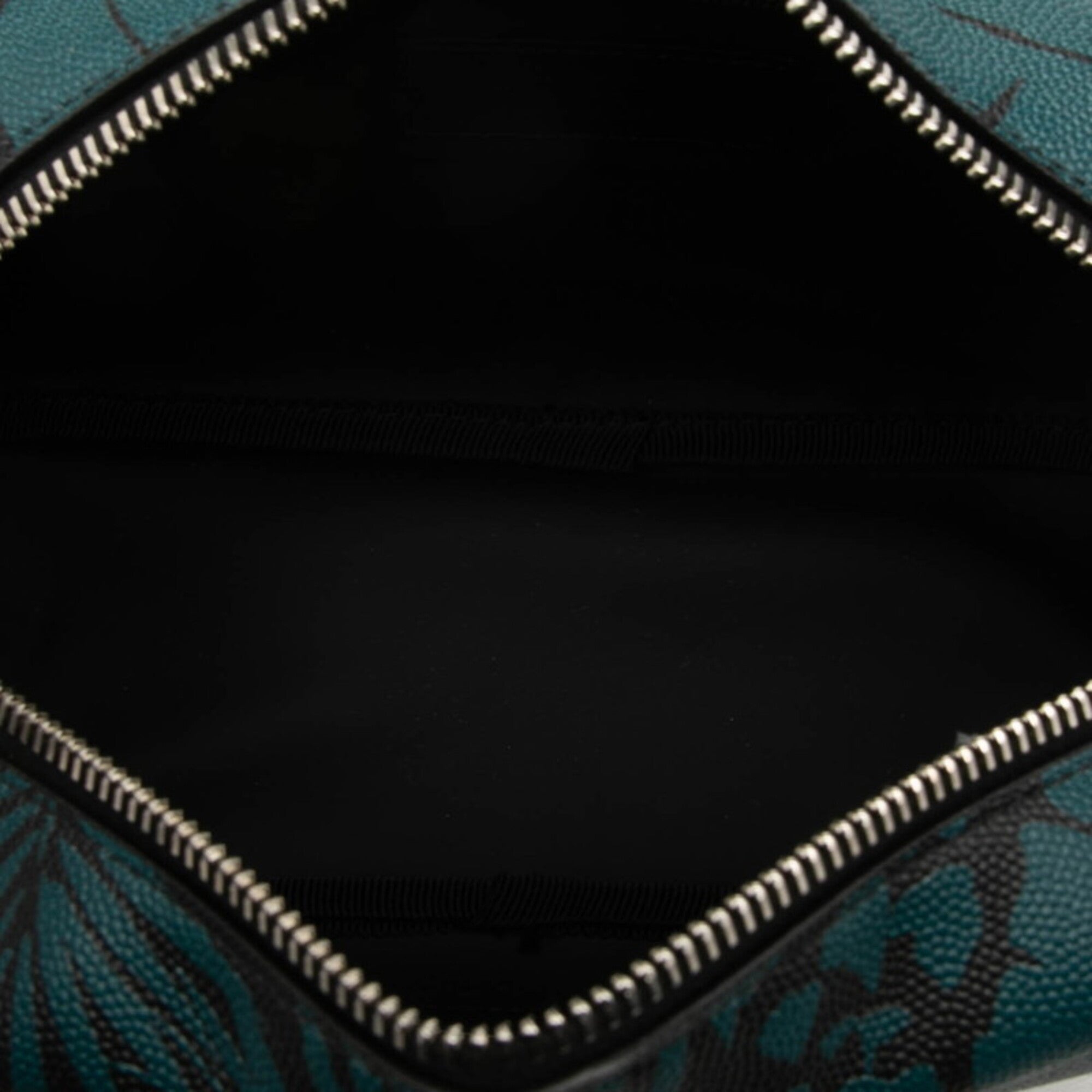 Saint Laurent Black Green Embossed Clutch Bag Handbag (Pre-Owned)
