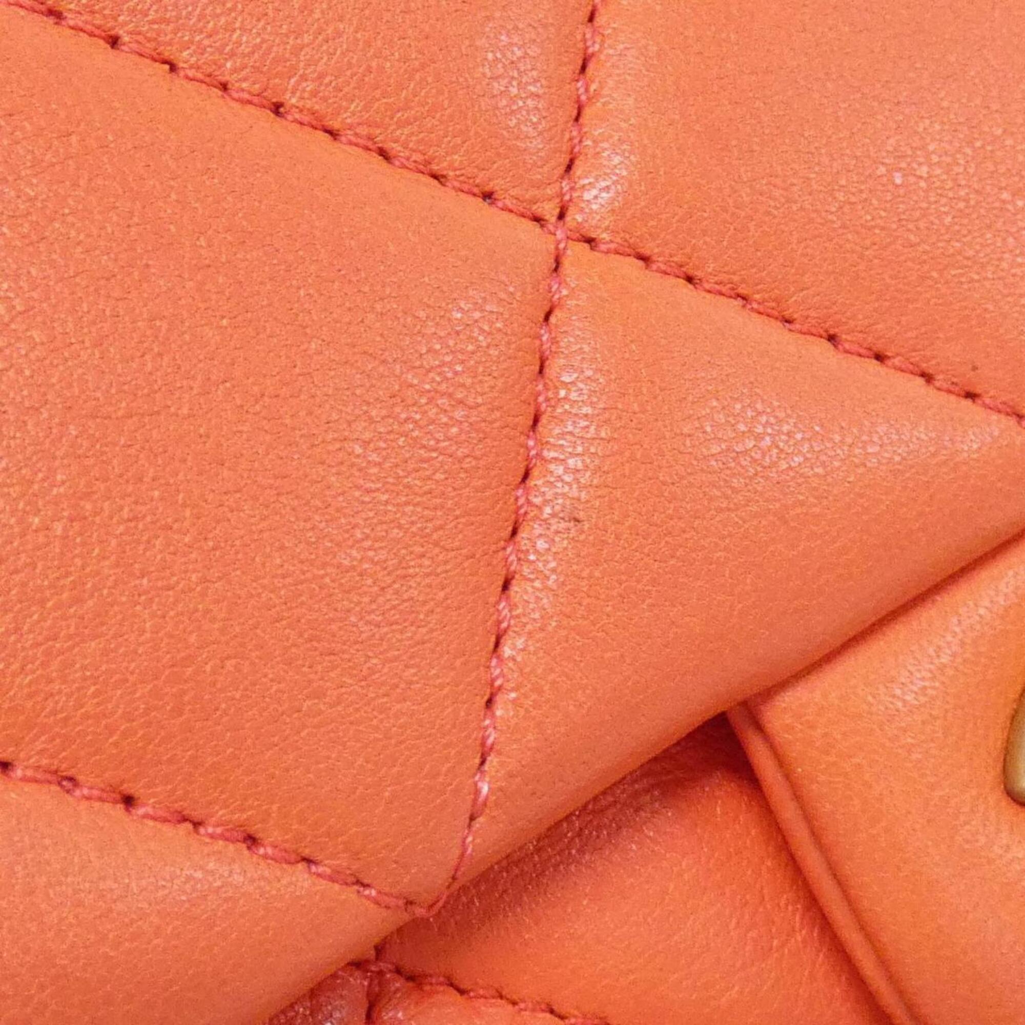 Chanel Orange Artificial Pearl Leather Shoulder Bag (Pre-Owned)