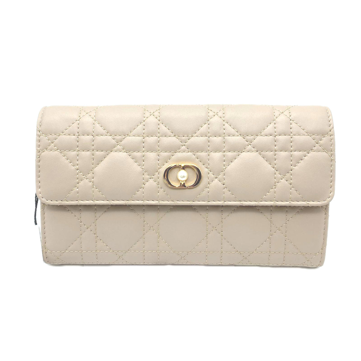 Christian Dior Beige Leather Long Wallet (Bi-Fold) (Pre-Owned)