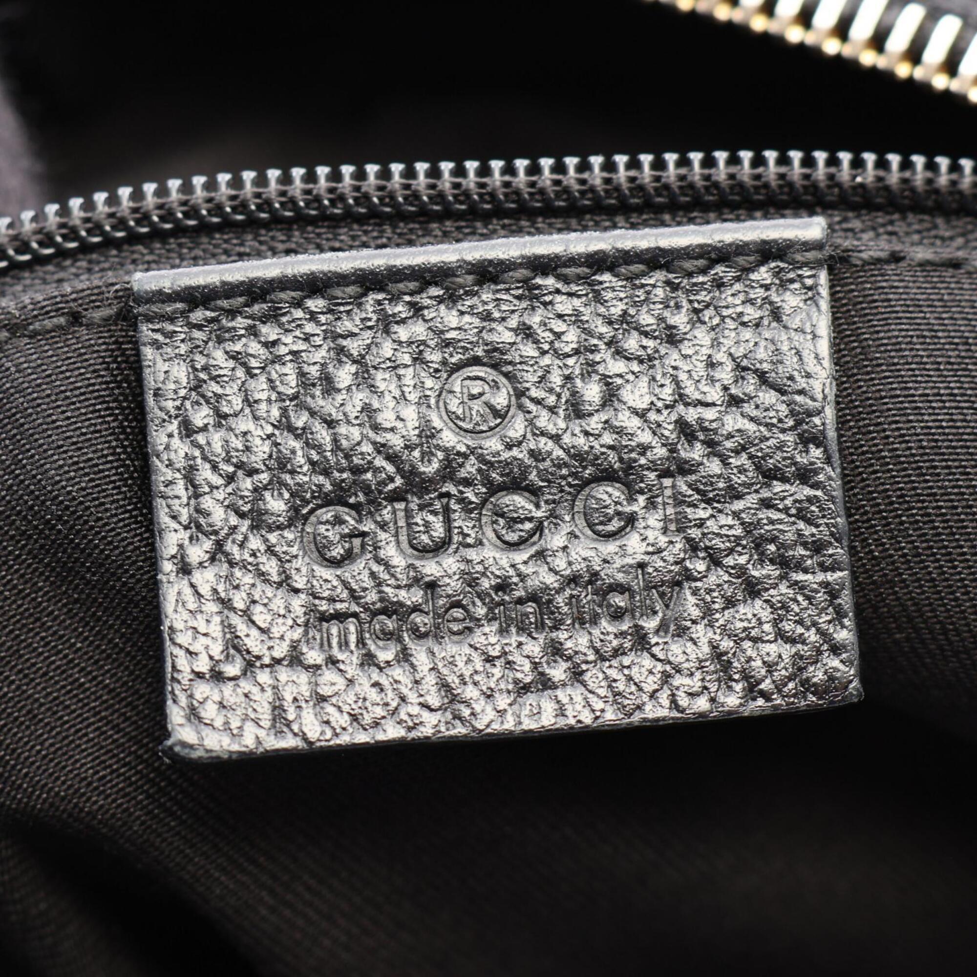 Gucci Black Canvas Leather Handbag Shoulder Bag (Pre-Owned)