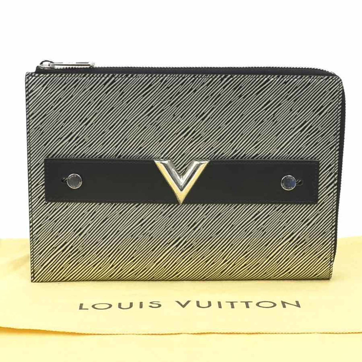 Louis Vuitton Black Silver Epi Leather Clutch Bag Pochette (Pre-Owned)