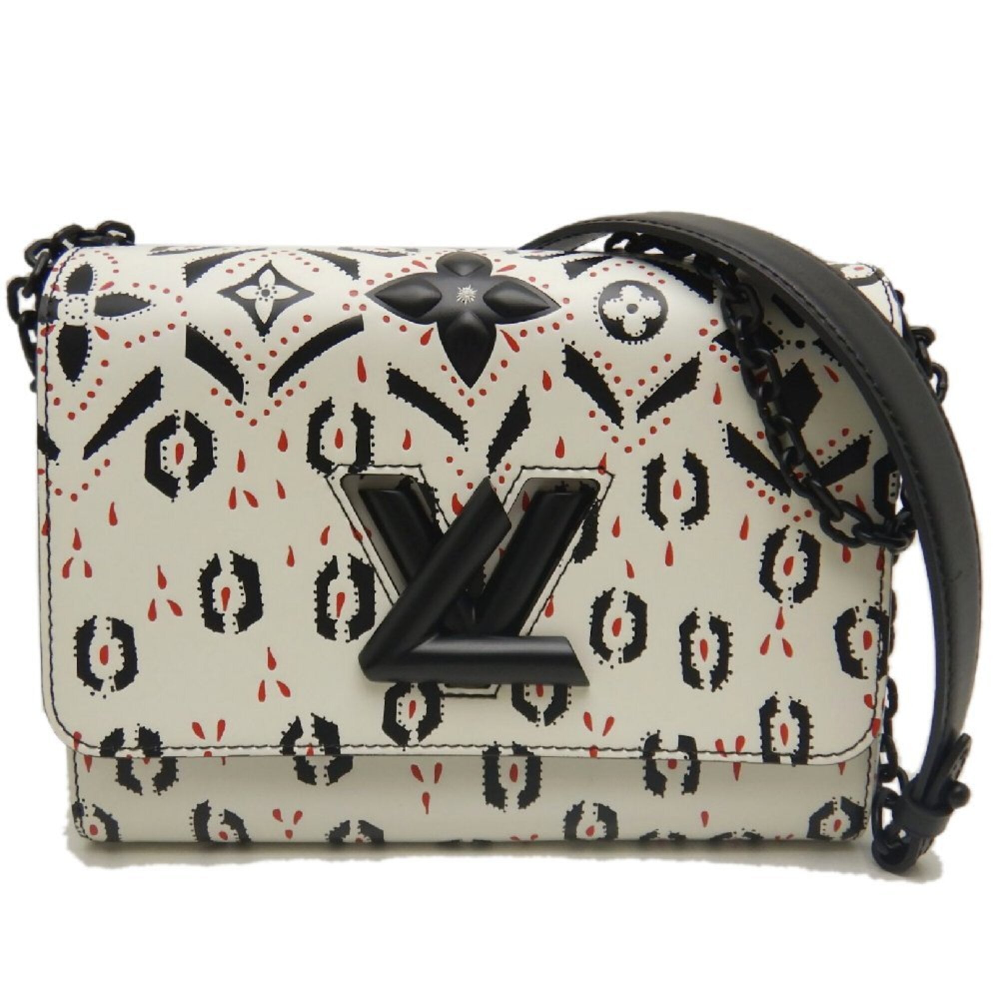 Louis Vuitton Black White Leather Shoulder Bag (Pre-Owned)