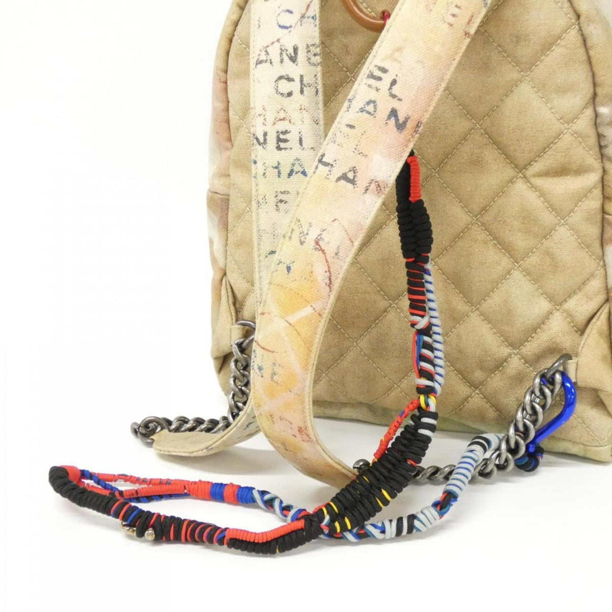 Chanel Beige Multi-Color Canvas Backpack (Pre-Owned)