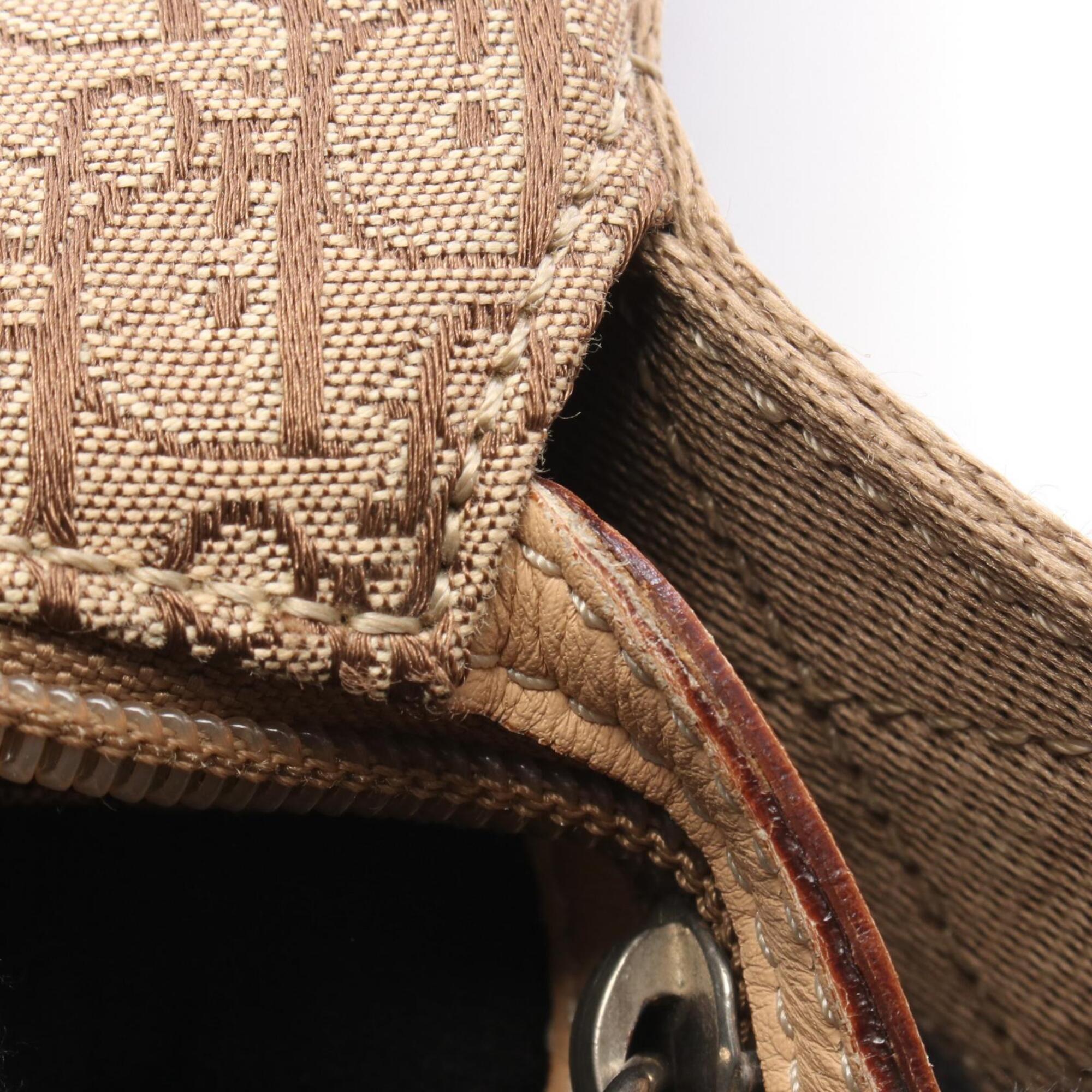 Christian Dior Beige Brown Canvas Leather Handbag Shoulder Bag (Pre-Owned)