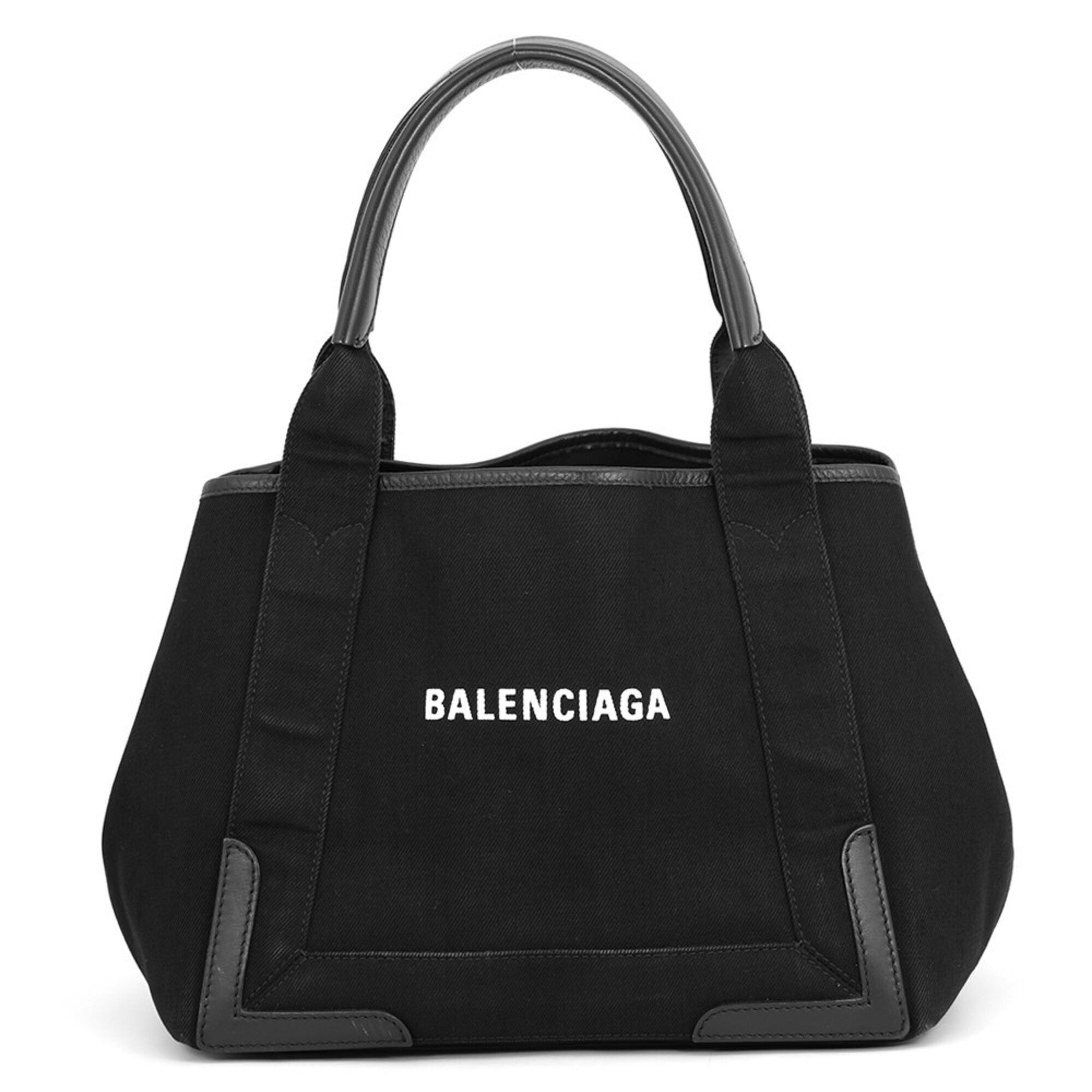 Balenciaga Black Canvas Leather Handbag Tote Bag (Pre-Owned)